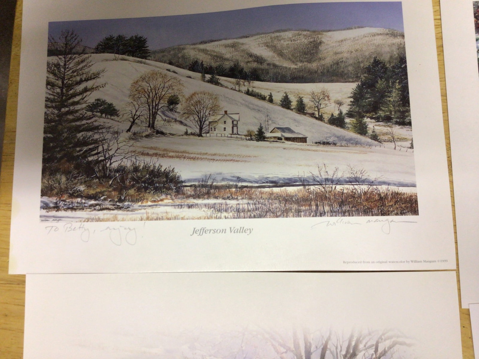 Four Prints by William Mangum Featuring Signed Snowy Landscapes - 4