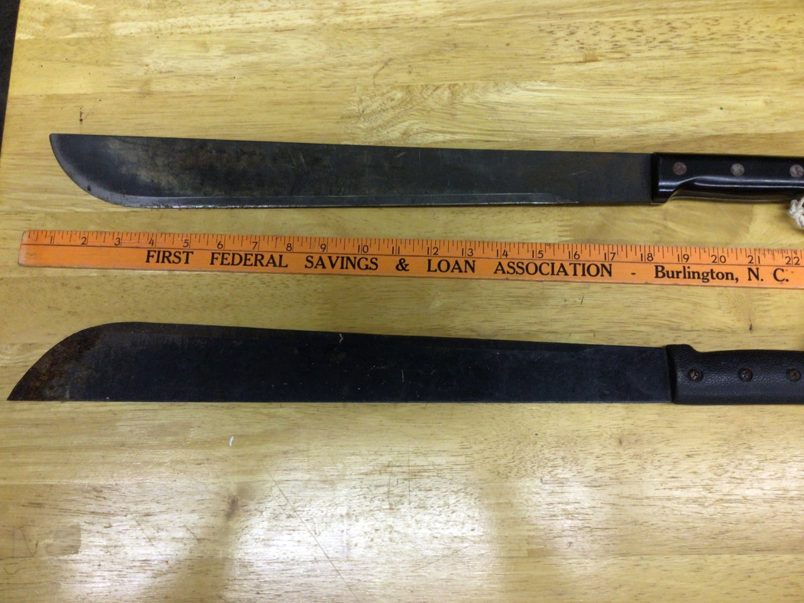 Two Machetes with Black Handles and Metal Blades - 2