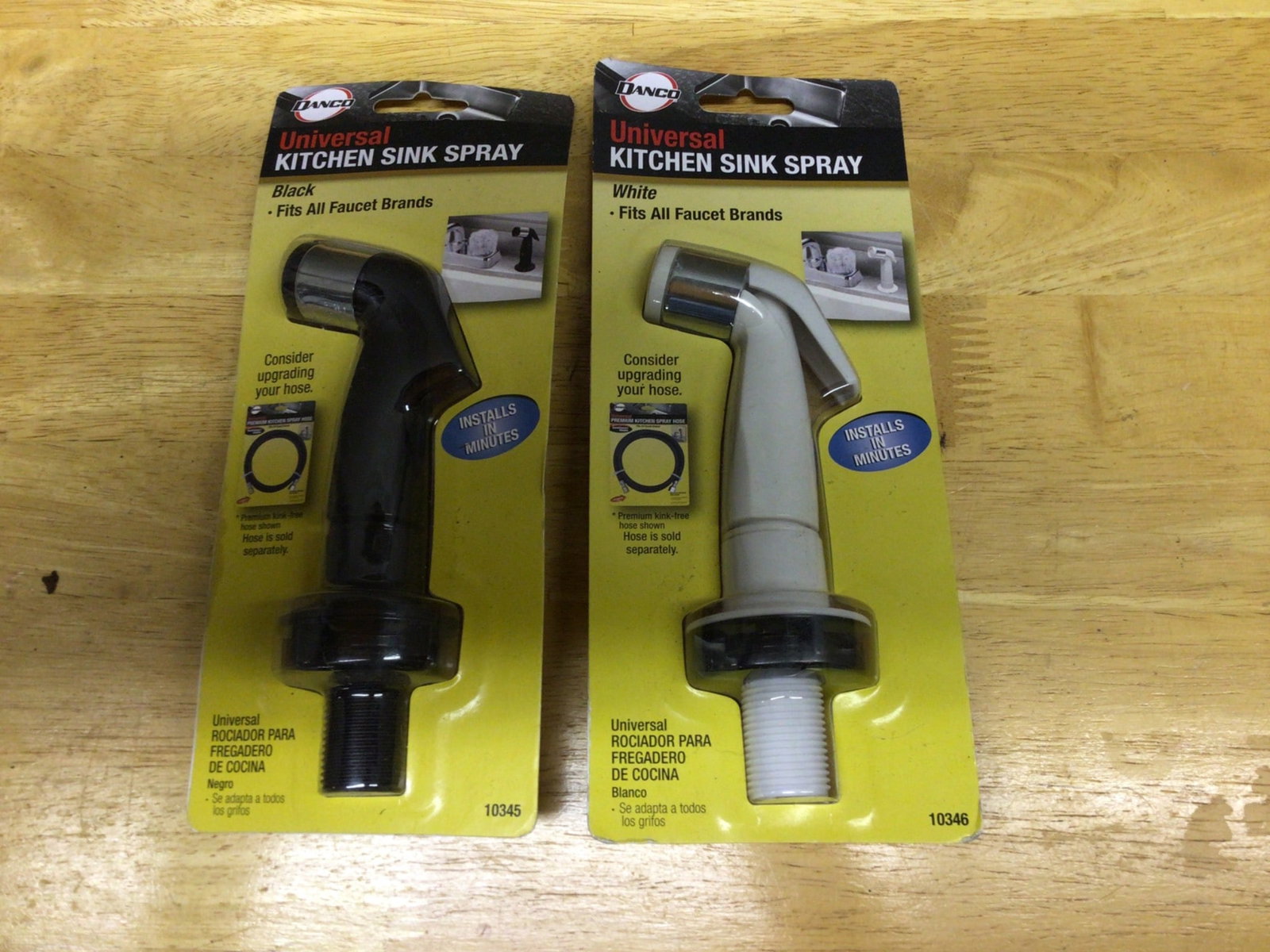 LDR Industries Universal Kitchen Sink Spray - Black & White - Fits All Faucet Brands: Two LDR Industries Universal Kitchen Sink Sprays in black and white. Both items are new and sealed in their original packaging. These sprayers are compatible with all faucet brands and install in