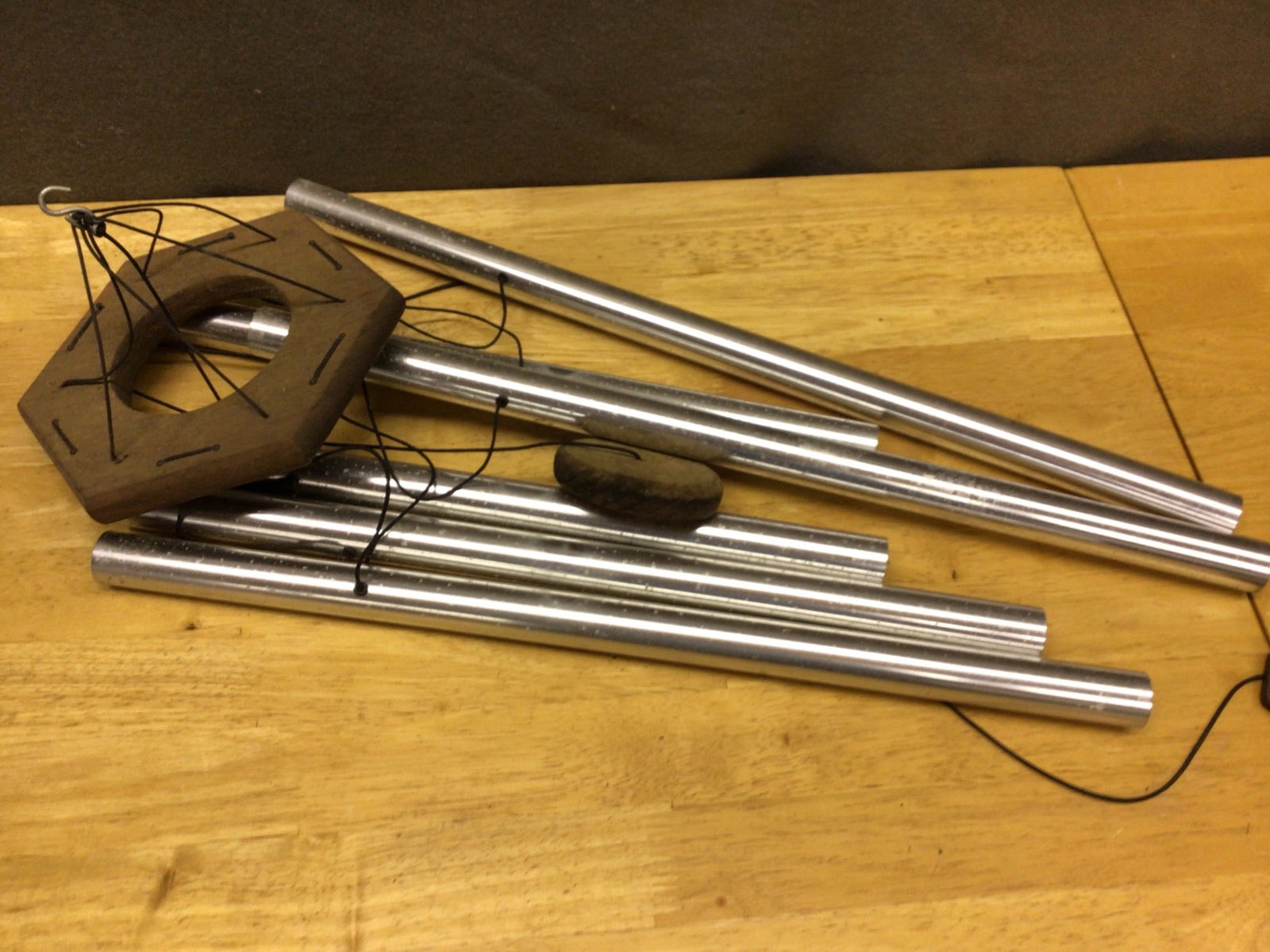 Hanging Wind Chime With Metal Tubes and Wooden Frame - 3