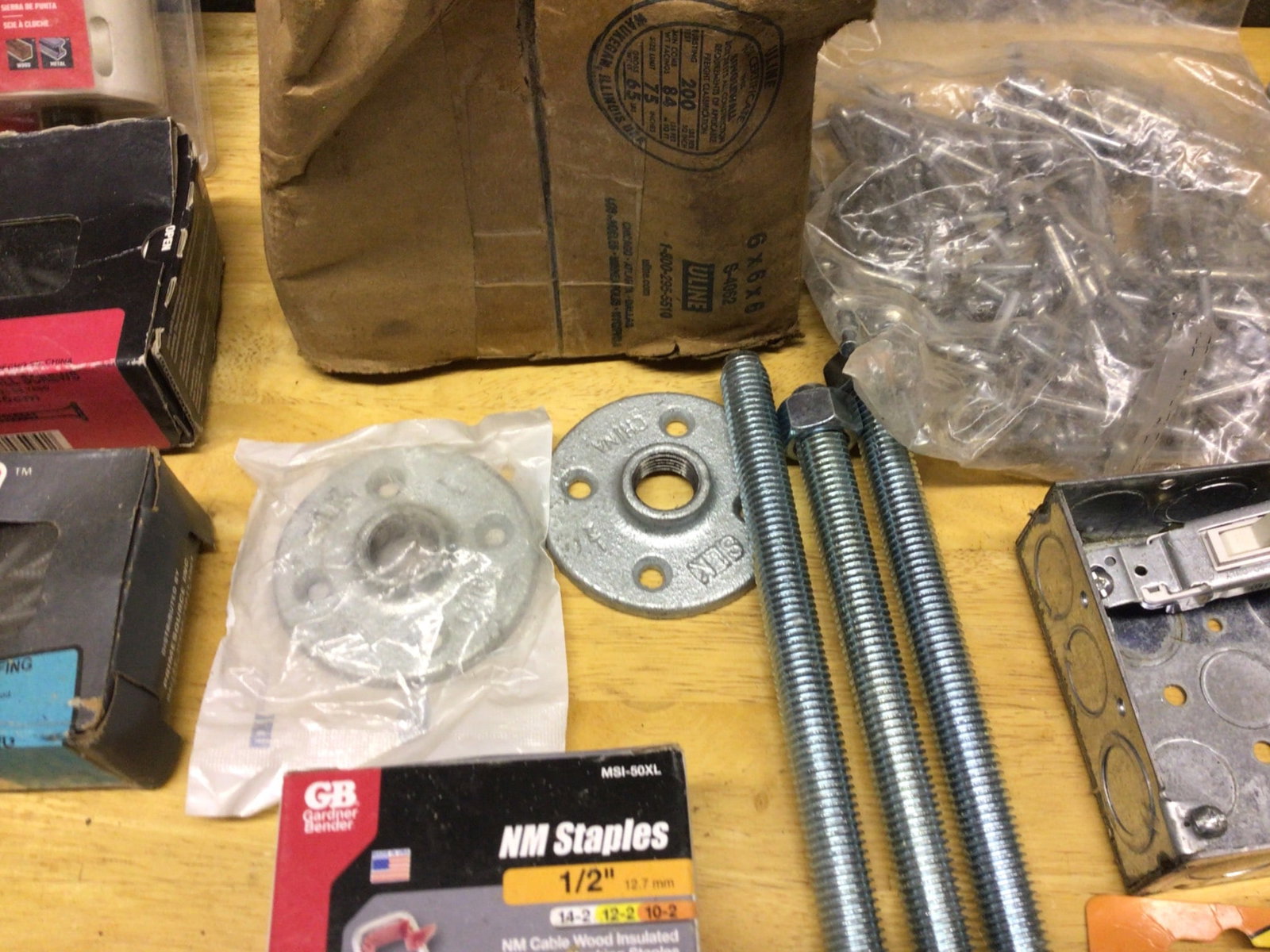 Hardware Lot Featuring Screws, Staples, Fasteners, and Electrical Components - 4