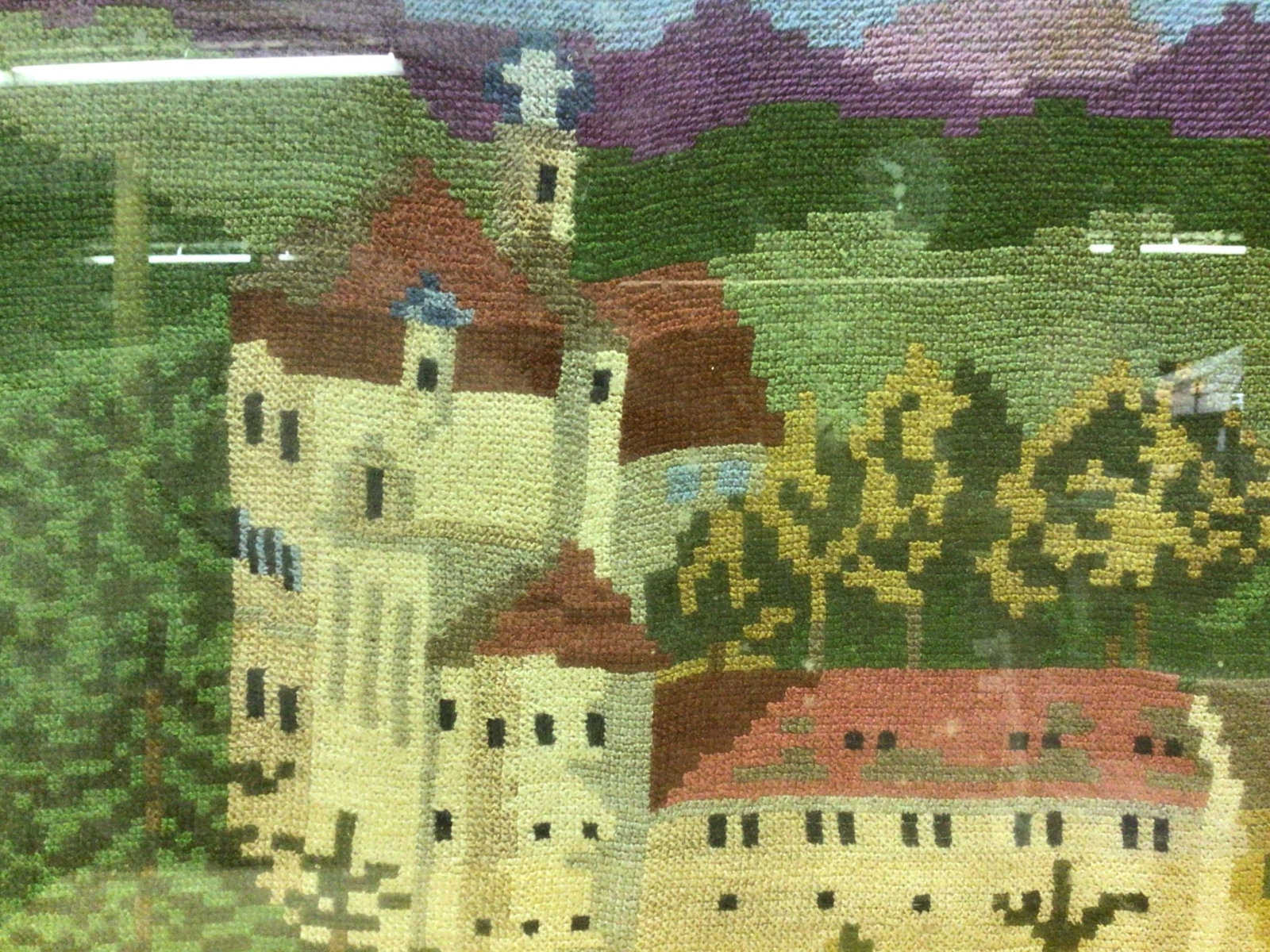 Framed Embroidered Landscape Depicting Castle Scene - 2