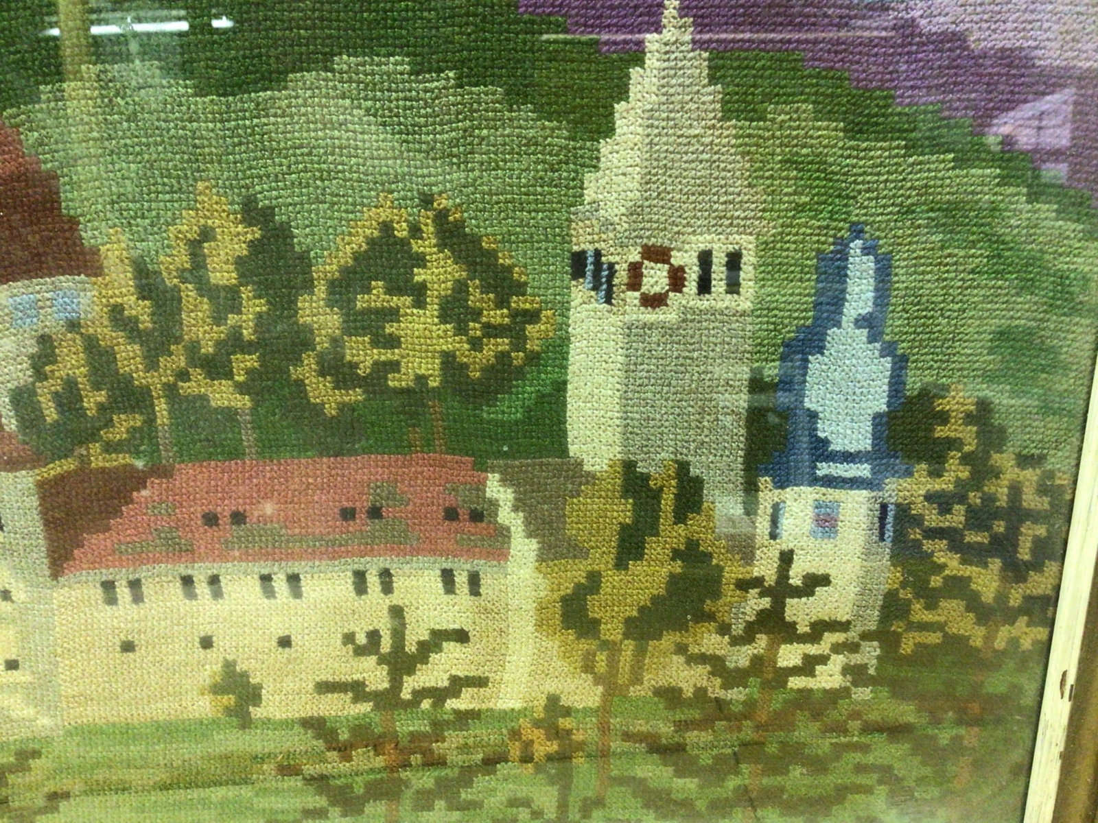Framed Embroidered Landscape Depicting Castle Scene - 3