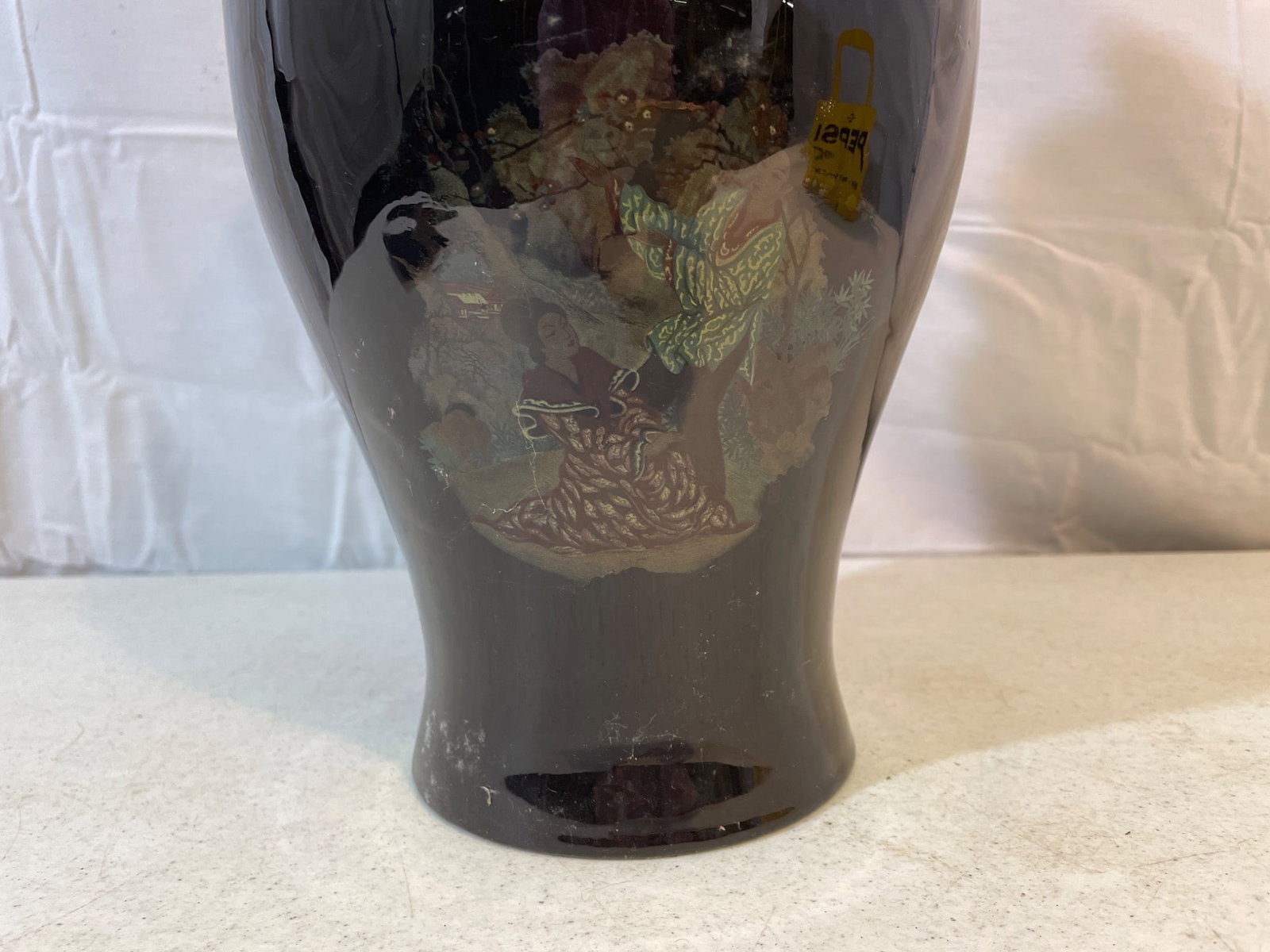 Black Lidded Ceramic Ginger Jar with Floral and Animal Motif - 2