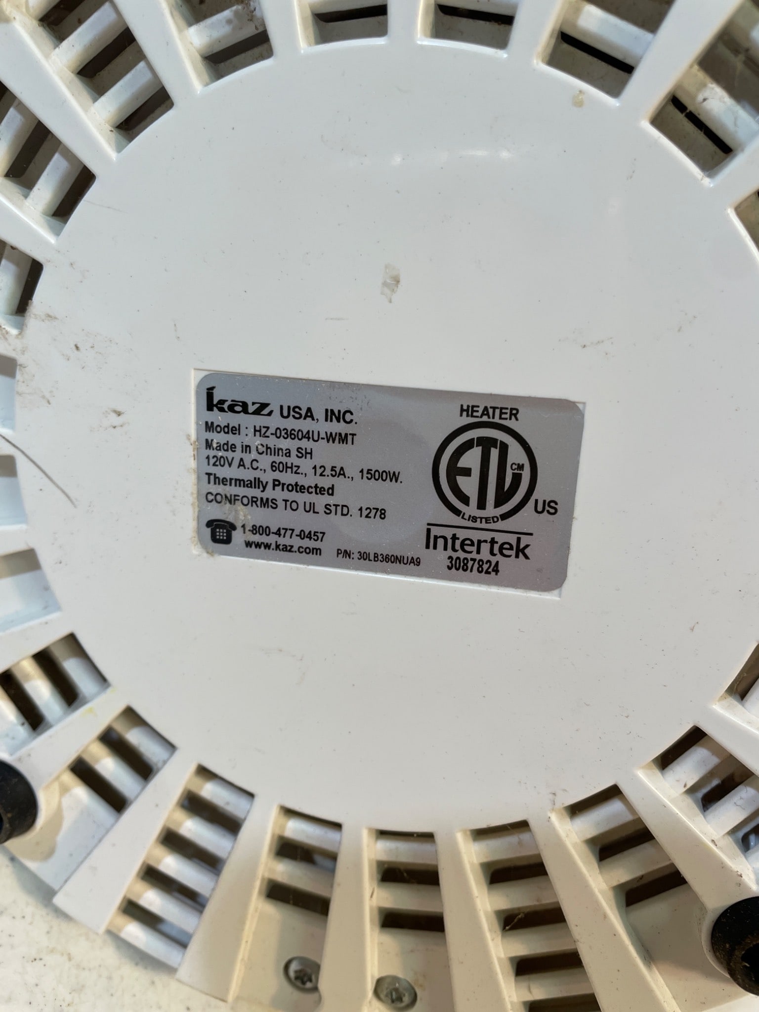 Honeywell HZ-0360U-WMT Portable Electric Heater, 1500W - 2
