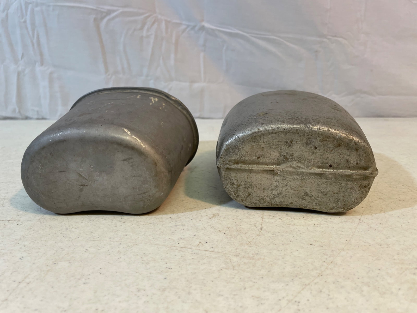 U.S. Military Metal Canteens, 1918 Marked, with Caps and Chains - 5