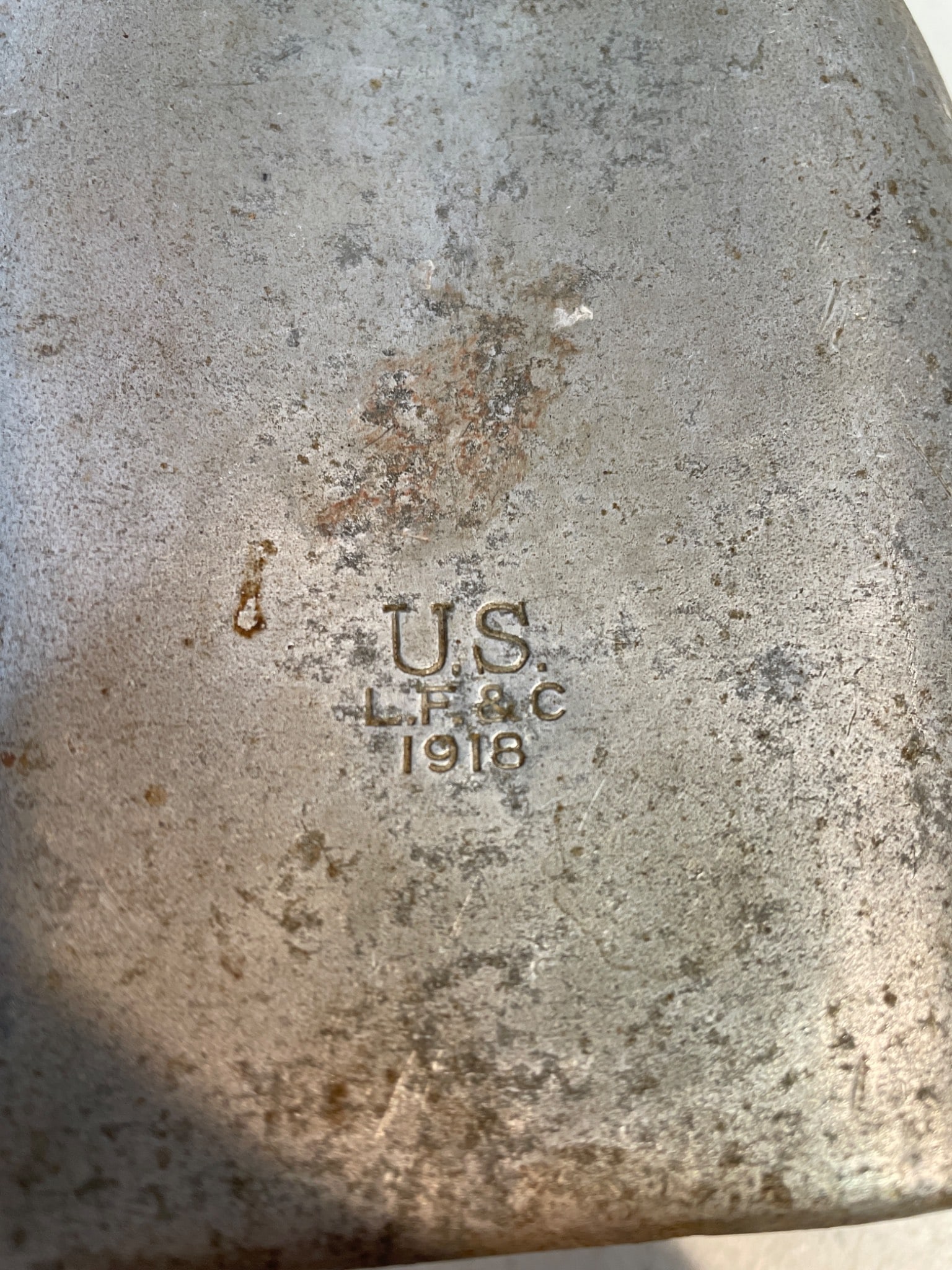 U.S. Military Metal Canteens, 1918 Marked, with Caps and Chains - 6