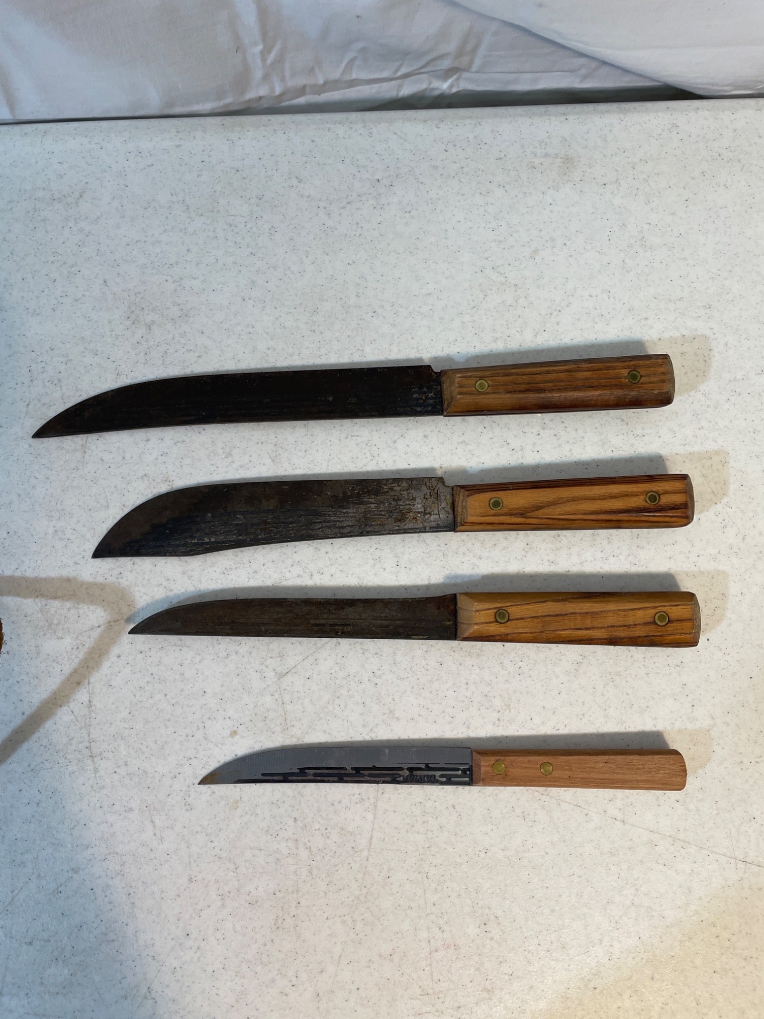 Four 'Olde Forge' Knives with Wooden Block Holder - 4