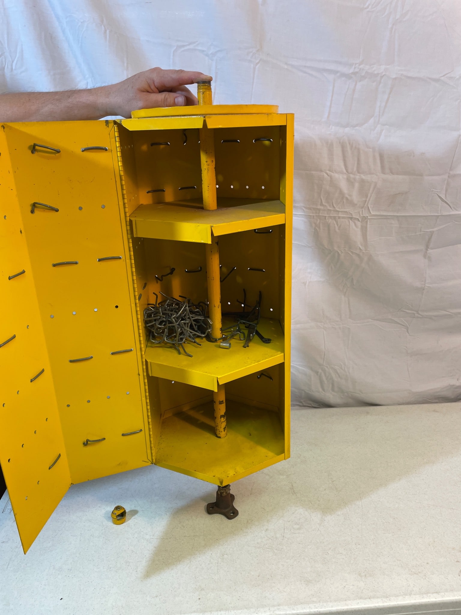 Rotating Metal Storage Bin with Hooks and Panels - 3