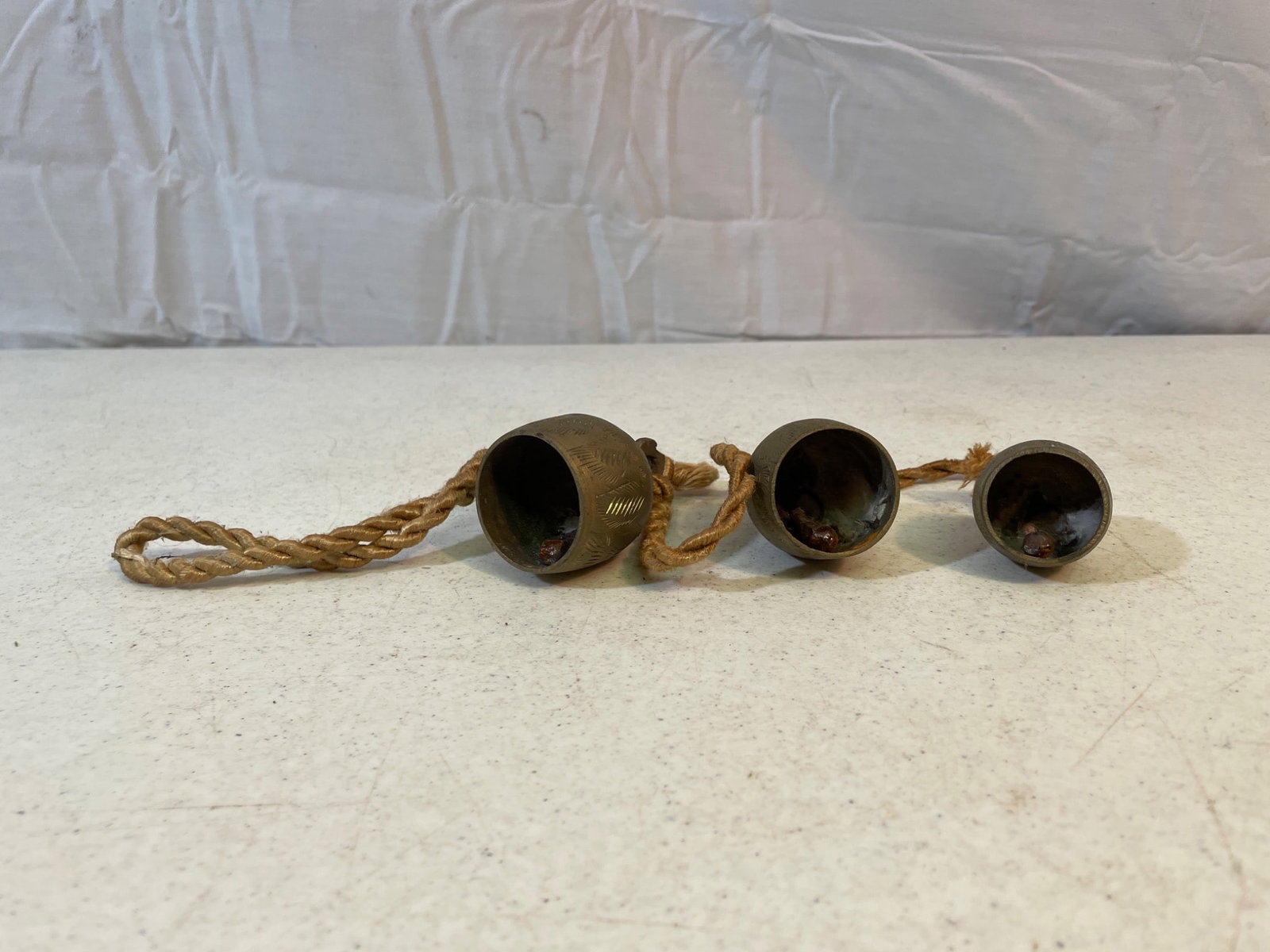 Three Brass Bells on Twisted Rope - 2