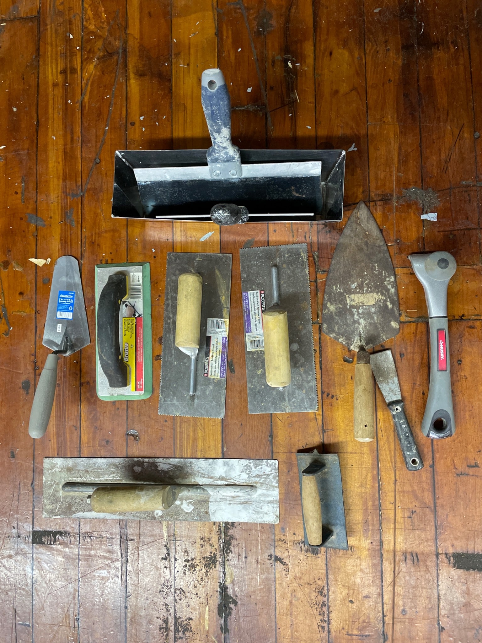 Seven Masonry and Trowel Tools With Multi-Use Wrench (1 of 2)