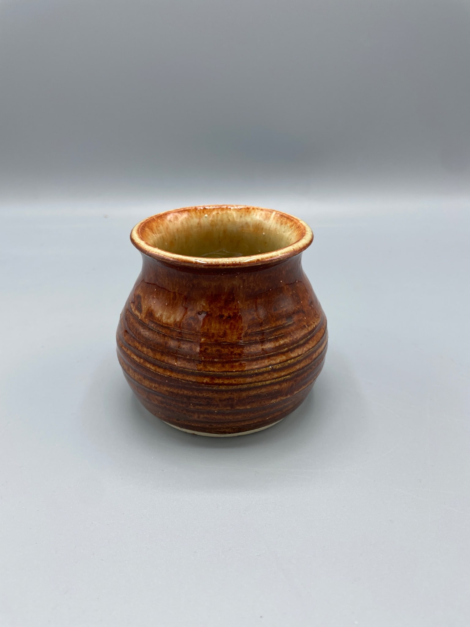 Handmade Stoneware Pot with Glazed Finish and Signed Base - 2