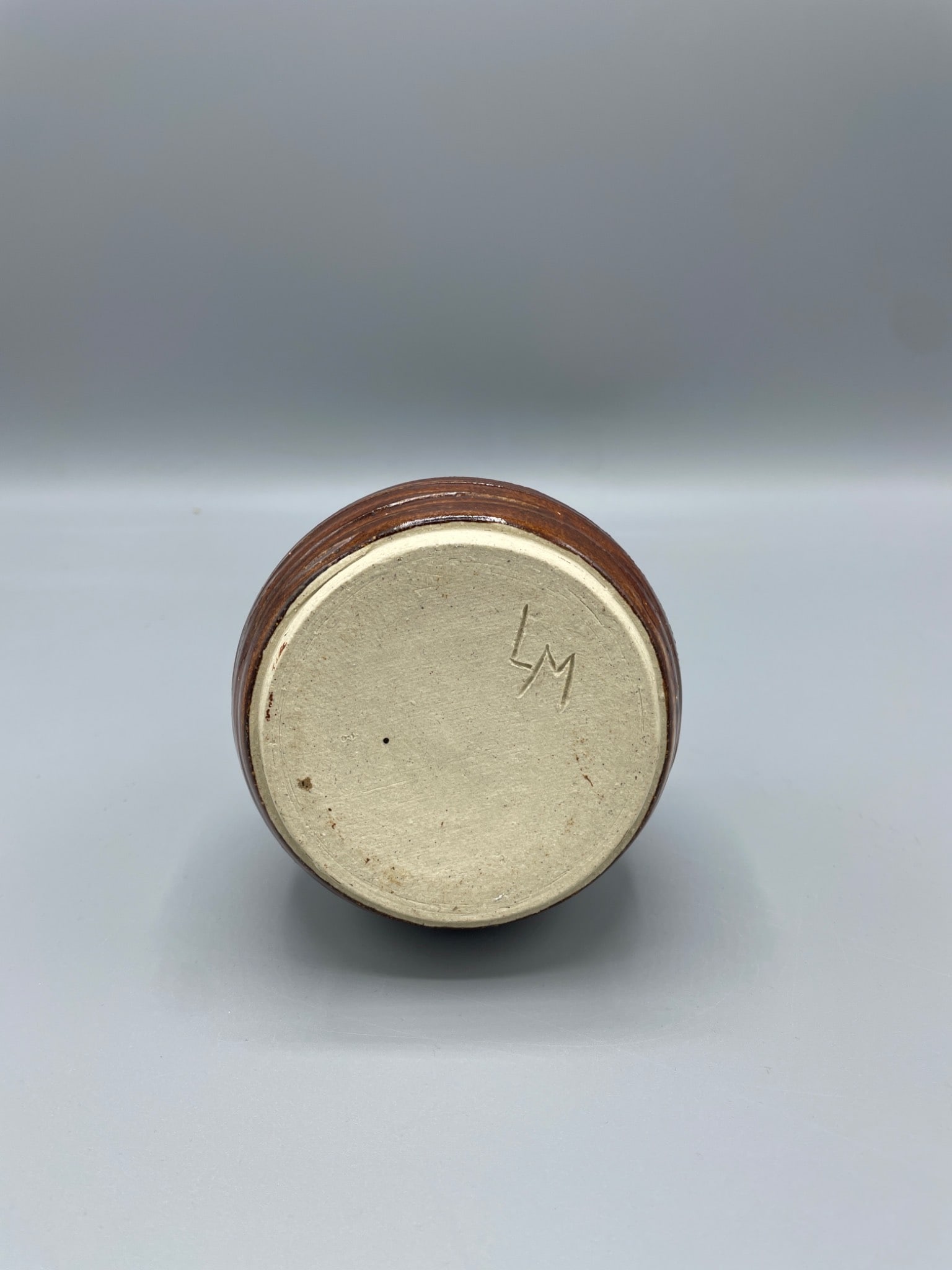 Handmade Stoneware Pot with Glazed Finish and Signed Base - 3