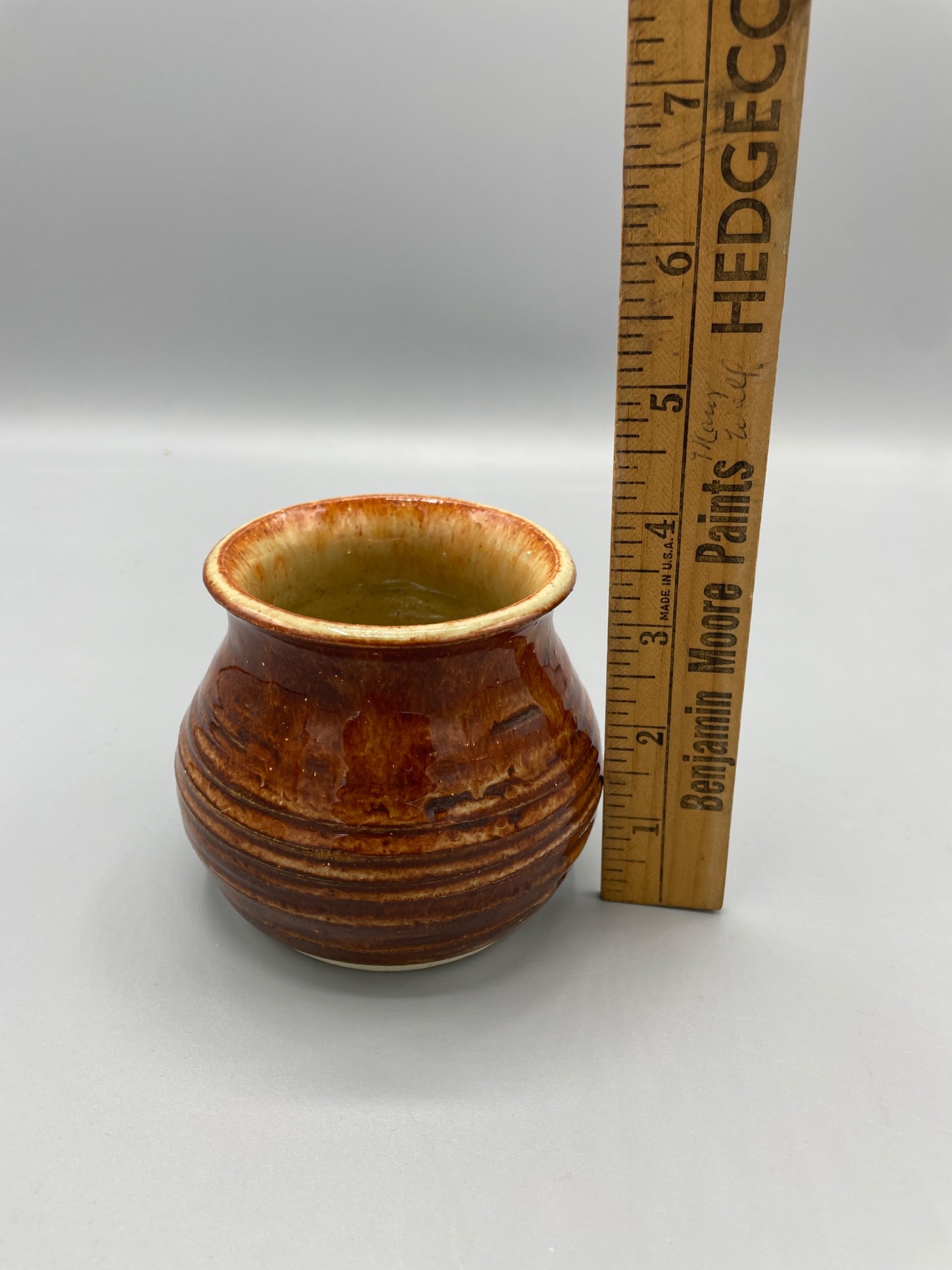 Handmade Stoneware Pot with Glazed Finish and Signed Base - 5