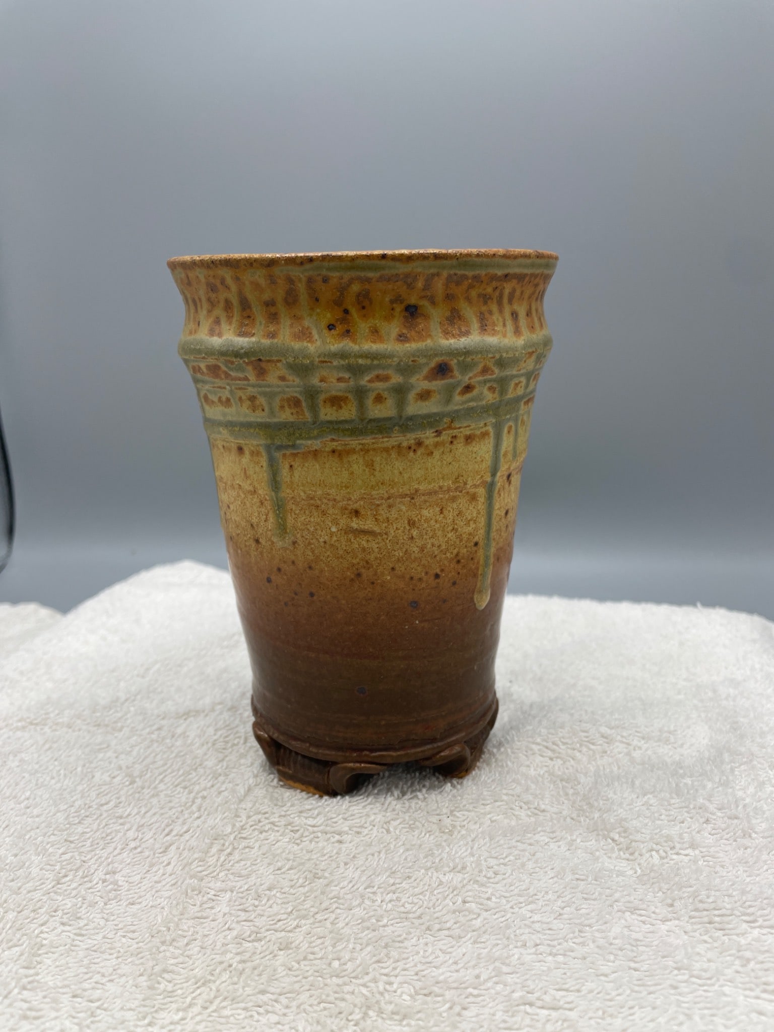 Stoneware Cup with Glazed Finish and Stamped Base - 2