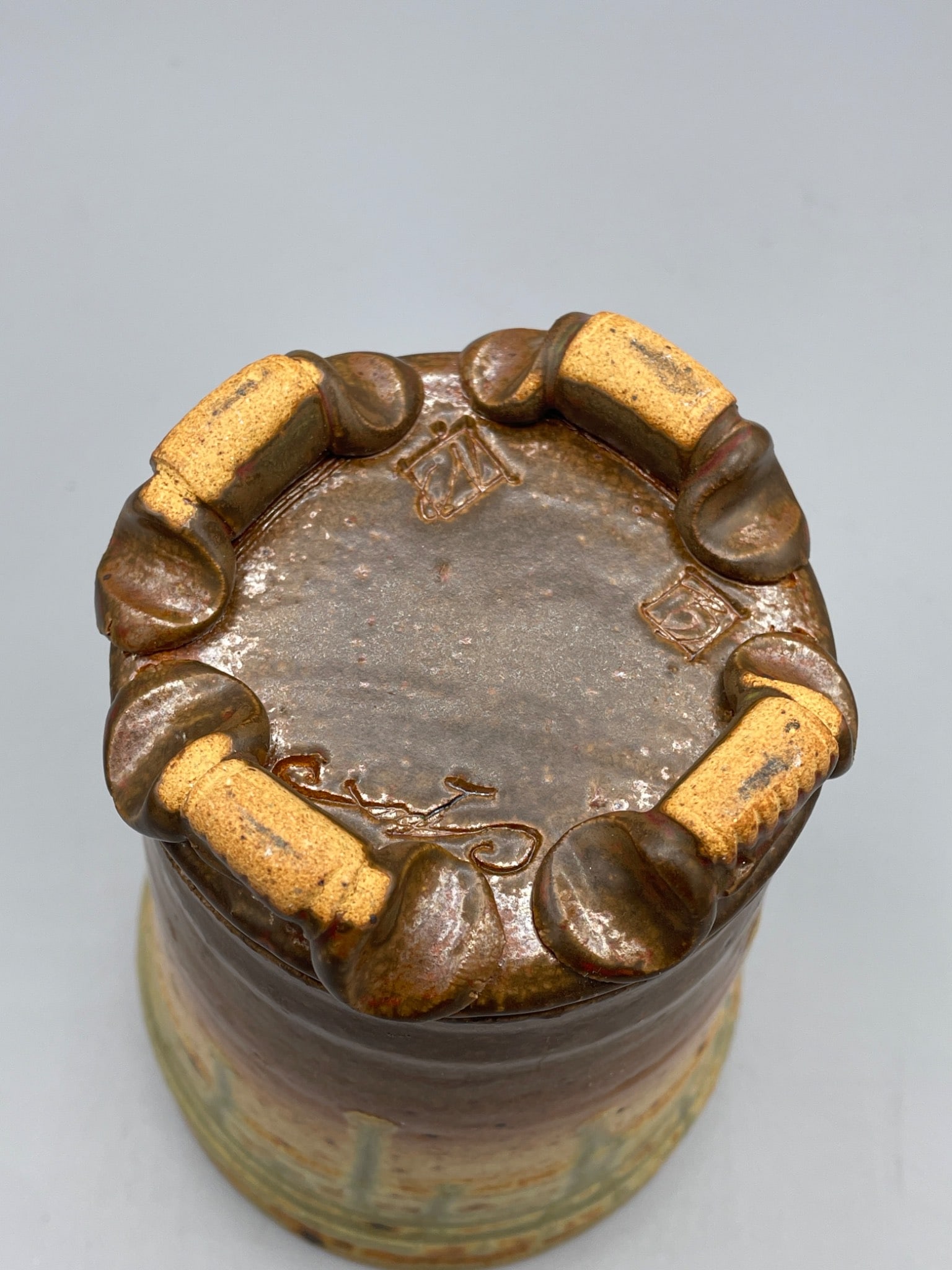 Stoneware Cup with Glazed Finish and Stamped Base - 5