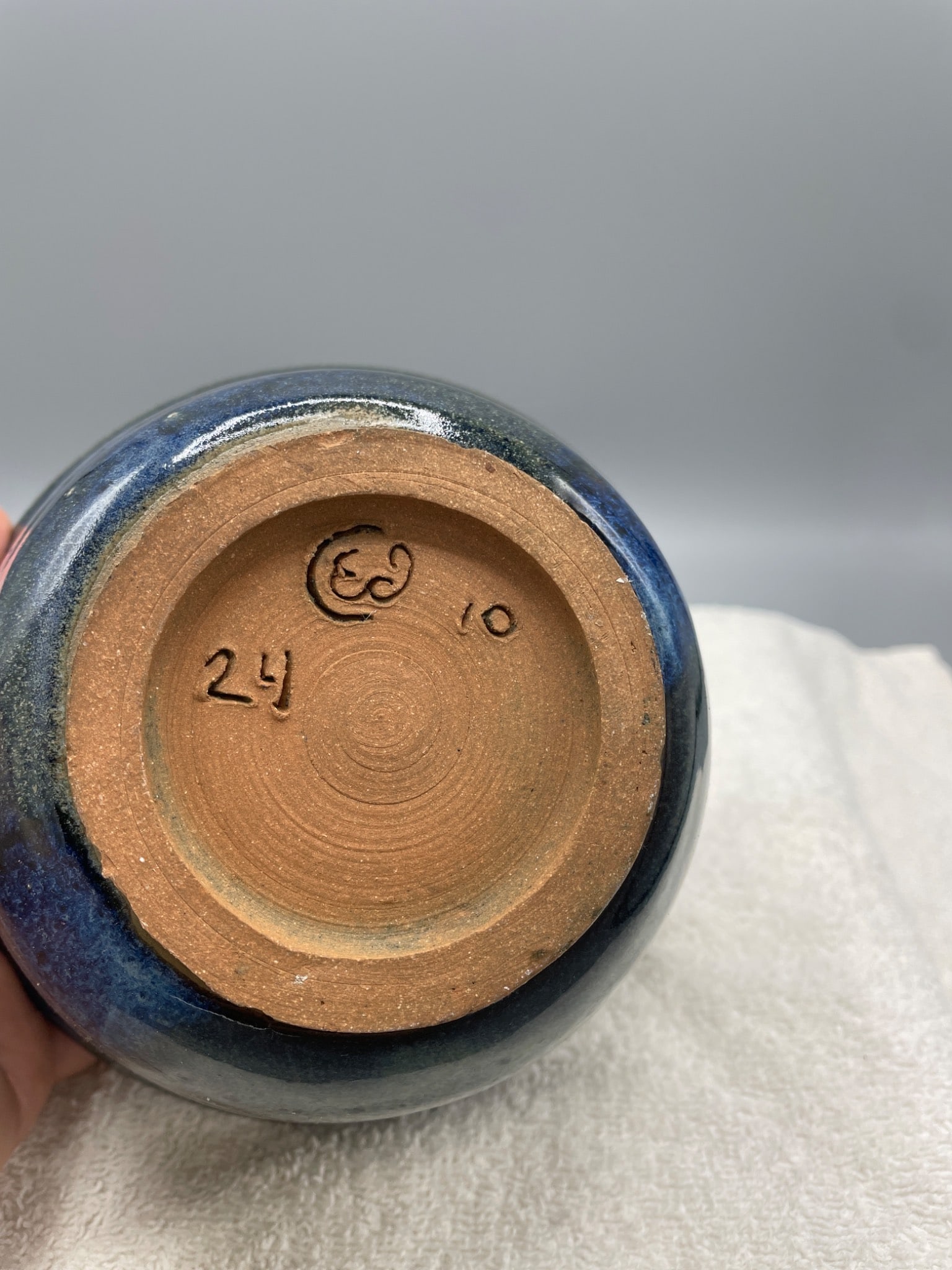 Handmade Glazed Pottery Bowl with Marked Base - 4