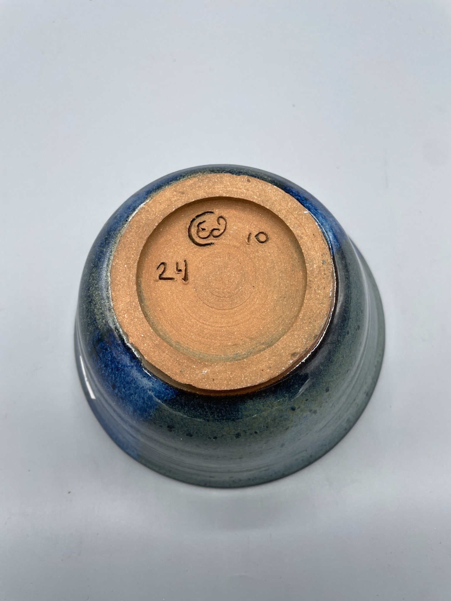 Handmade Glazed Pottery Bowl with Marked Base - 6