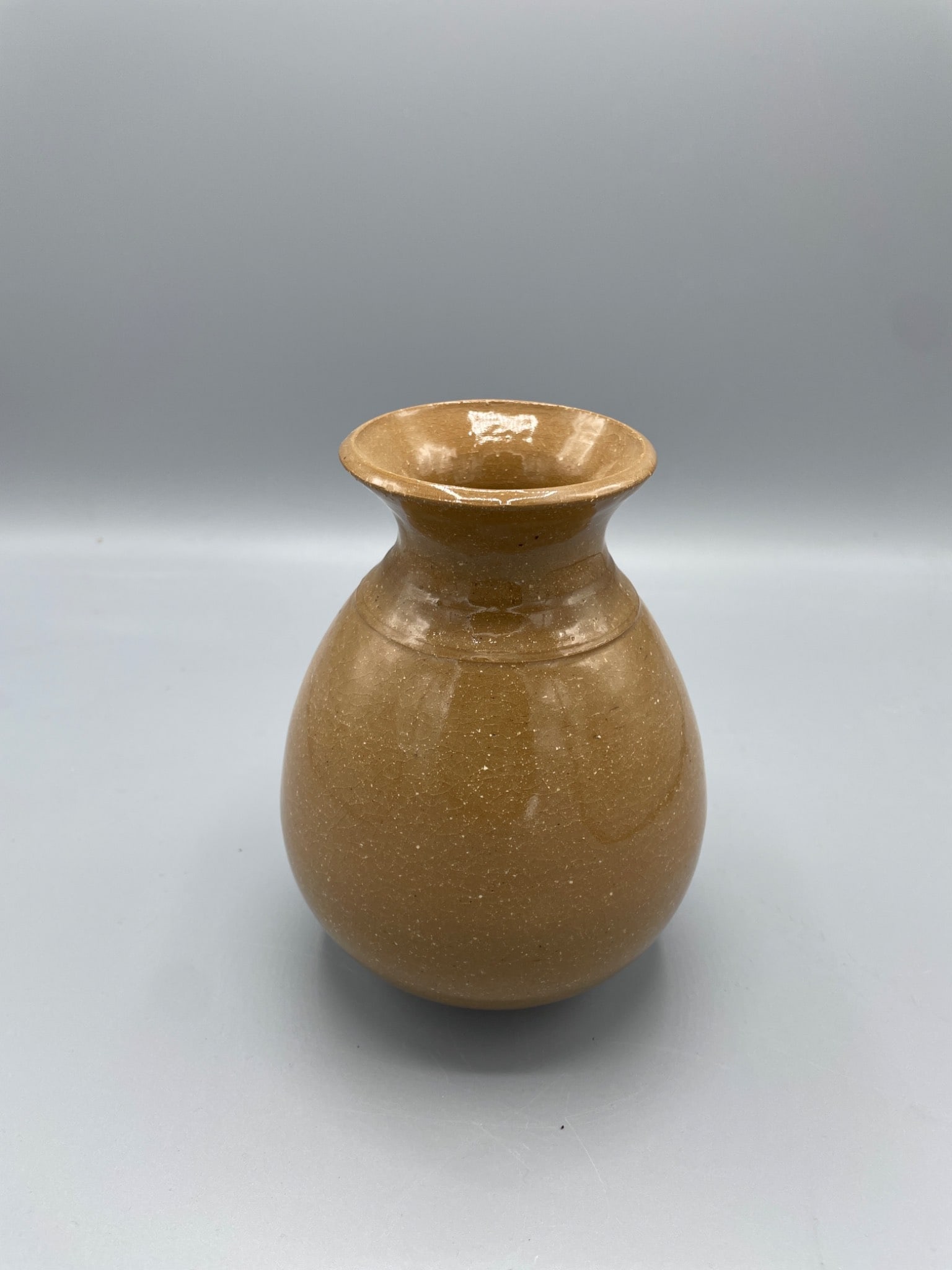 Brown Ceramic Vessel With Flared Rim and Rounded Body - 2