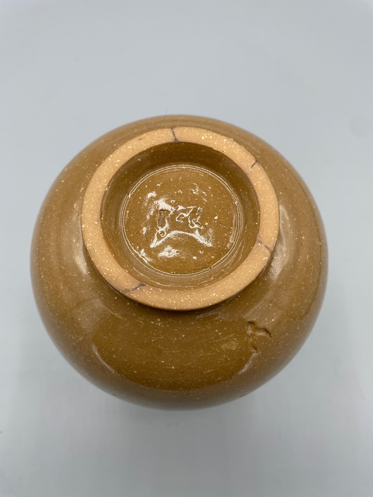 Brown Ceramic Vessel With Flared Rim and Rounded Body - 4