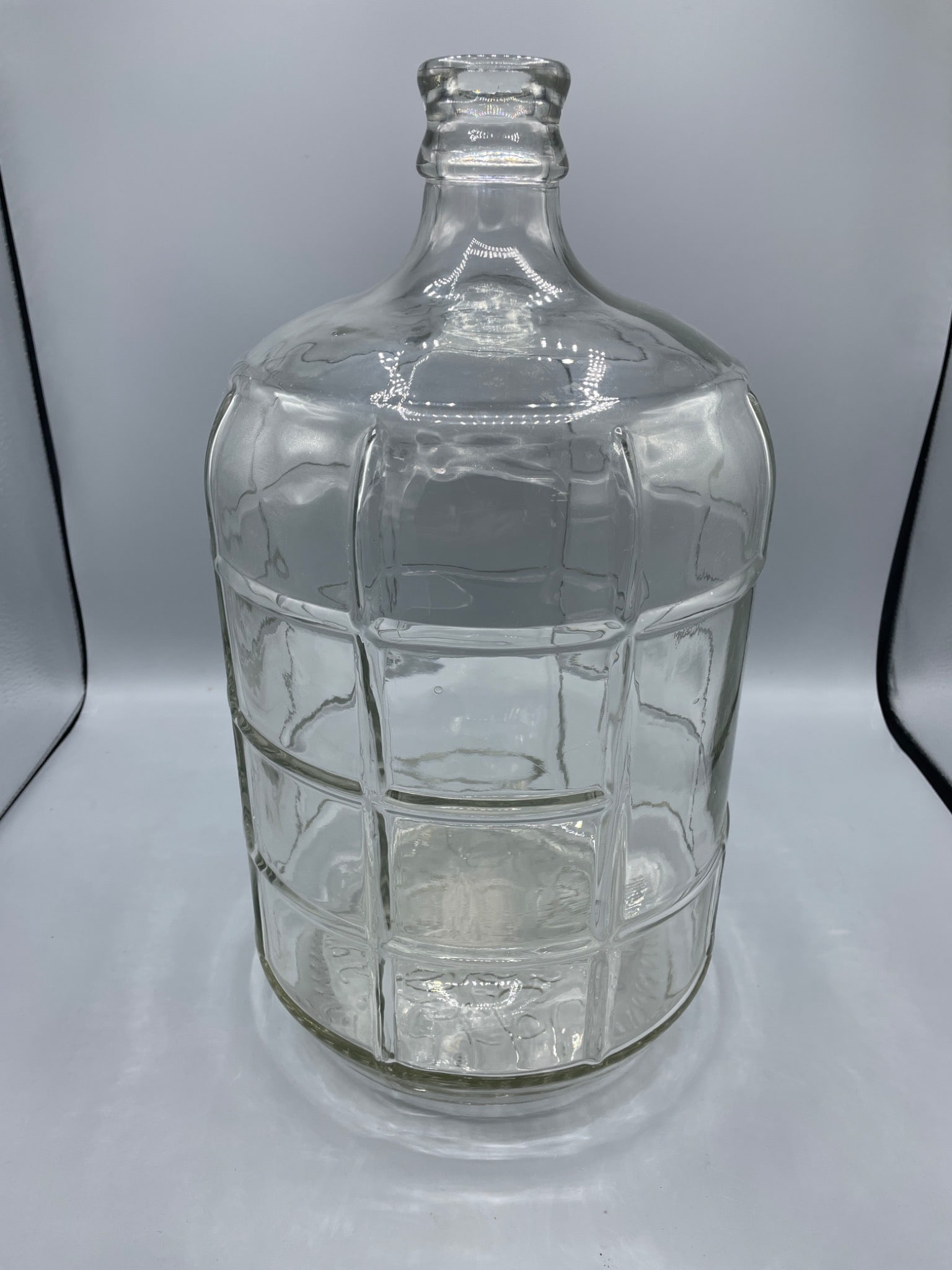 Clear Glass Carboy with Embossed Grid Design - 2