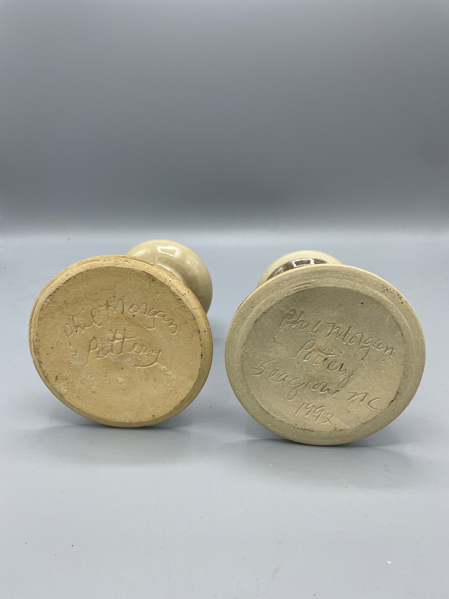 Phil Morgan Pottery Candleholders, Signed, 1992 - 3