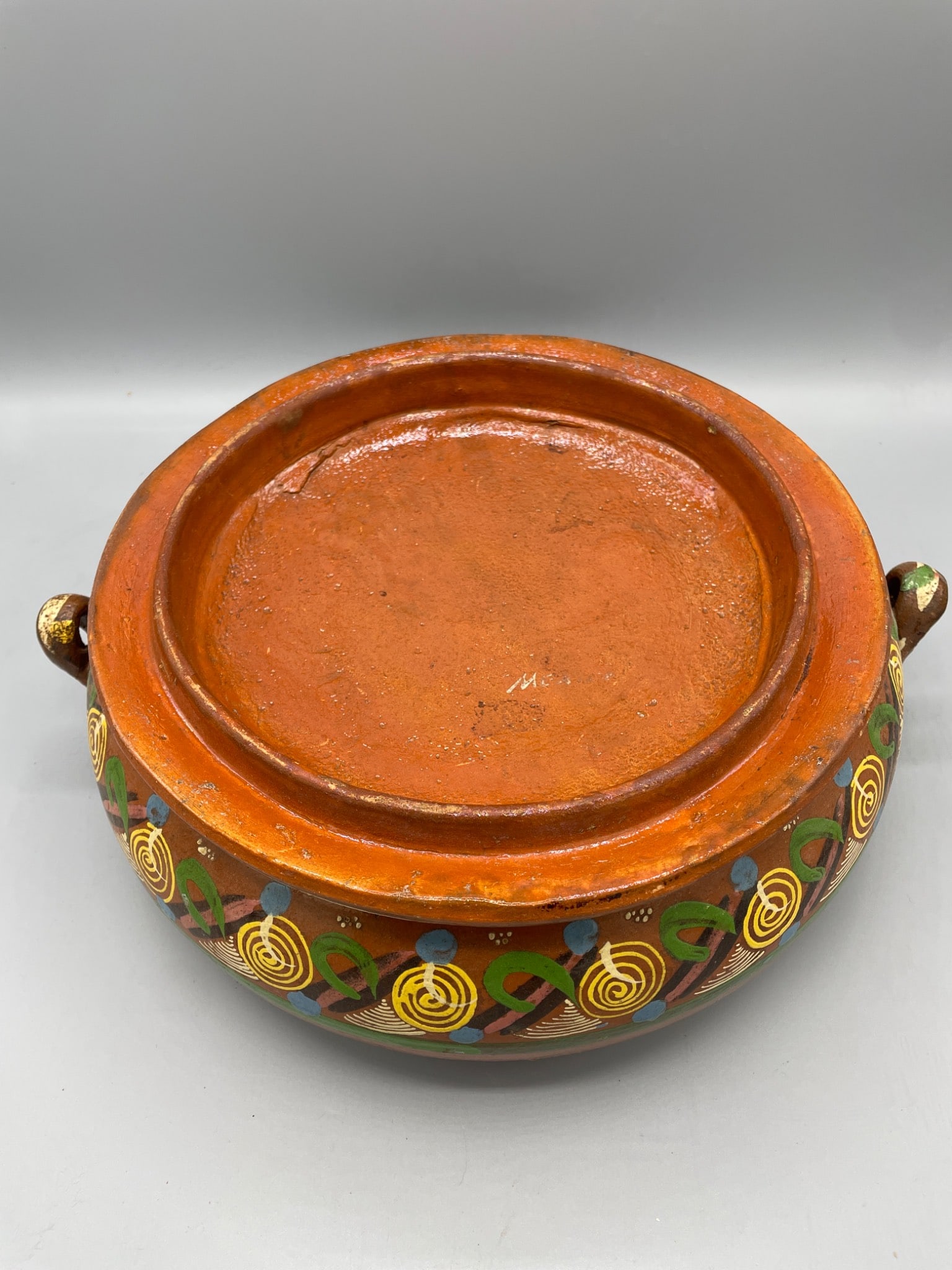 Hand-Painted Earthenware Pot with Lid and Handles - 3