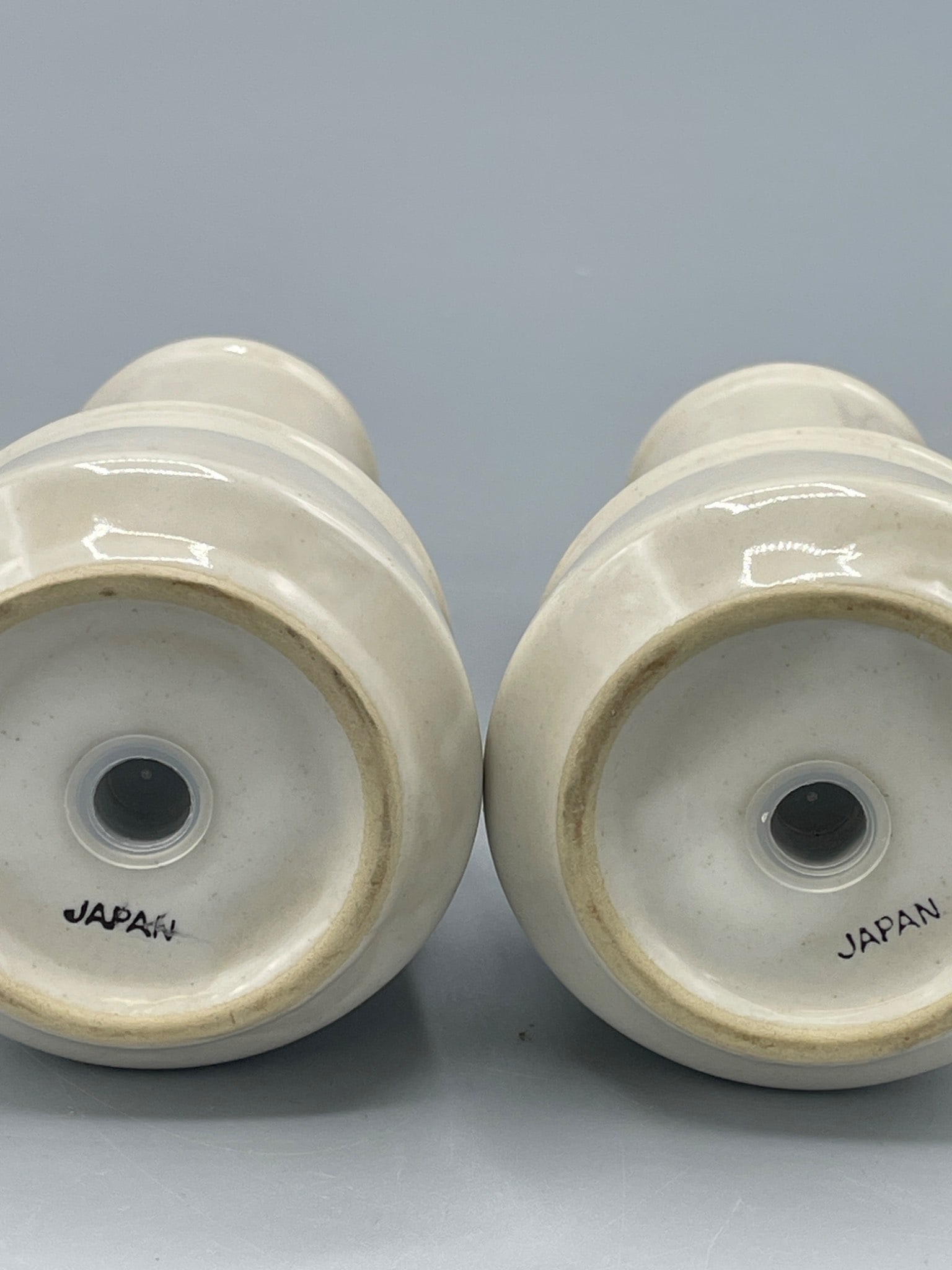 Ceramic Salt and Pepper Shakers Stamped 'Japan', 4 Inches Tall - 4