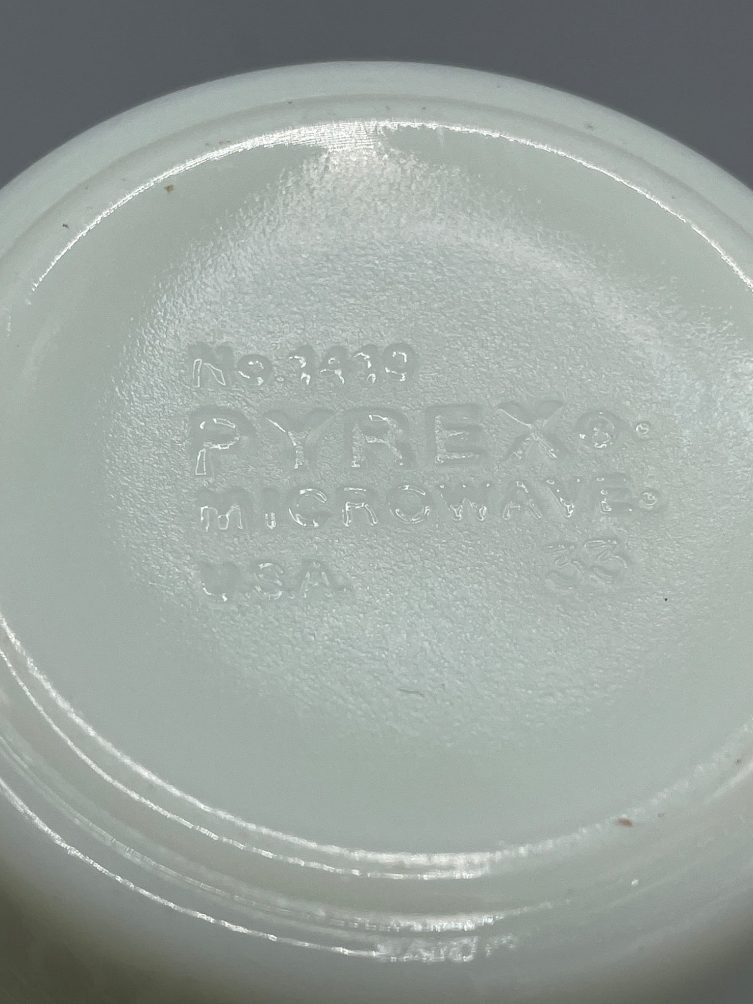 Three Pyrex USA Model No. 1410 and 702 Cups with Floral Design - 7