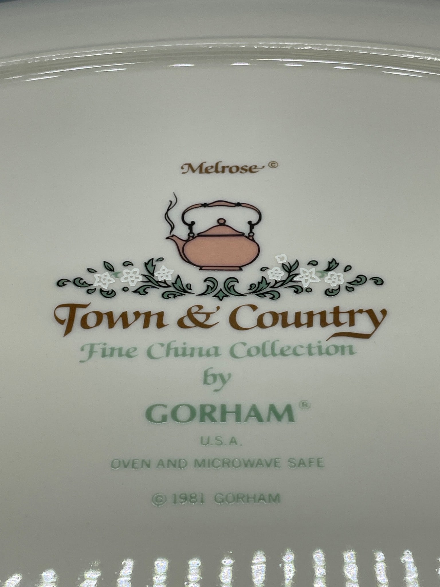1981 Gorham Town & Country Fine China Melrose Platter - 5