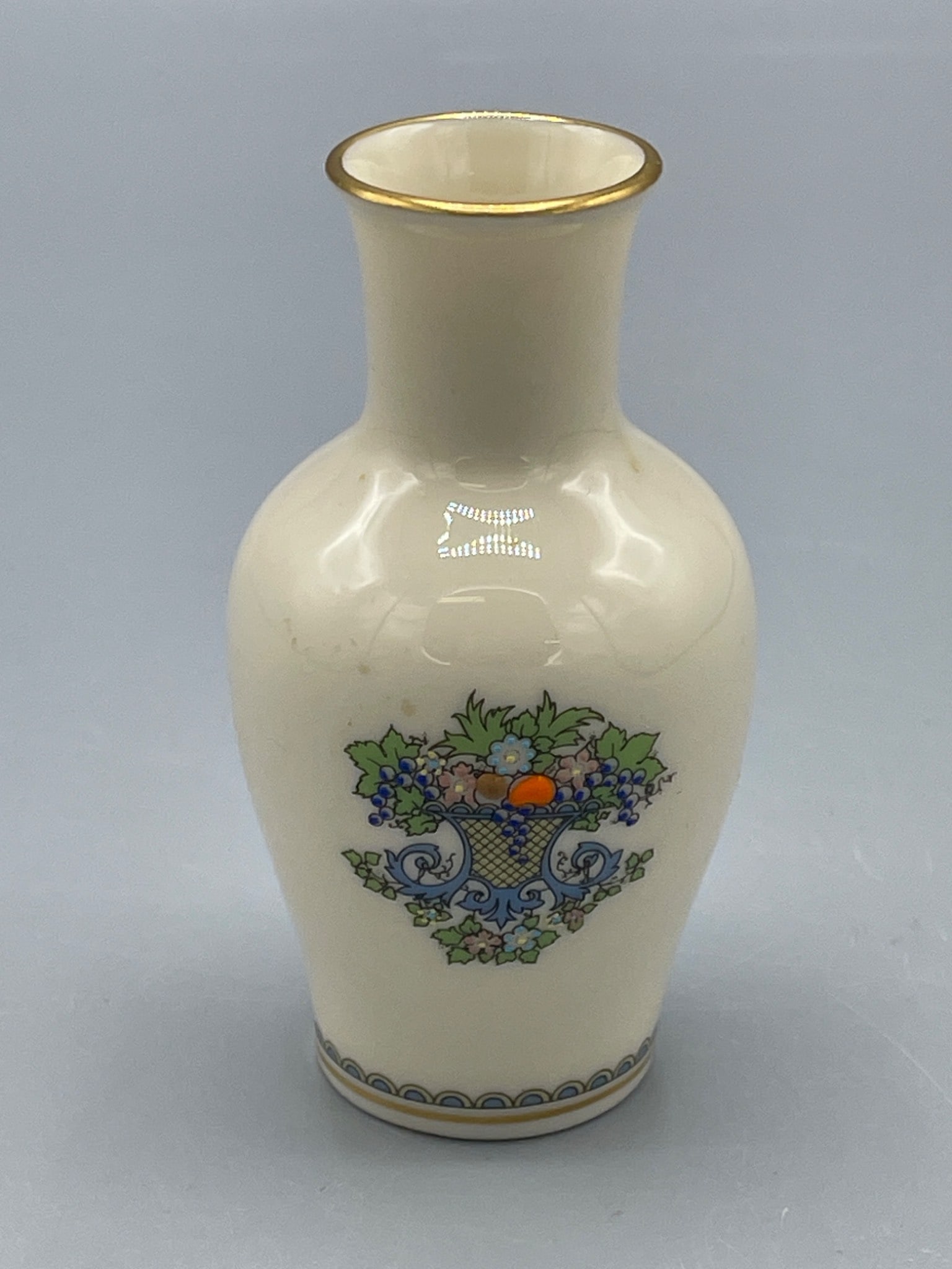 Lenox Autumn Pattern Vase with Gilded Rim, 6 Inches, Made in USA (1 of 6)