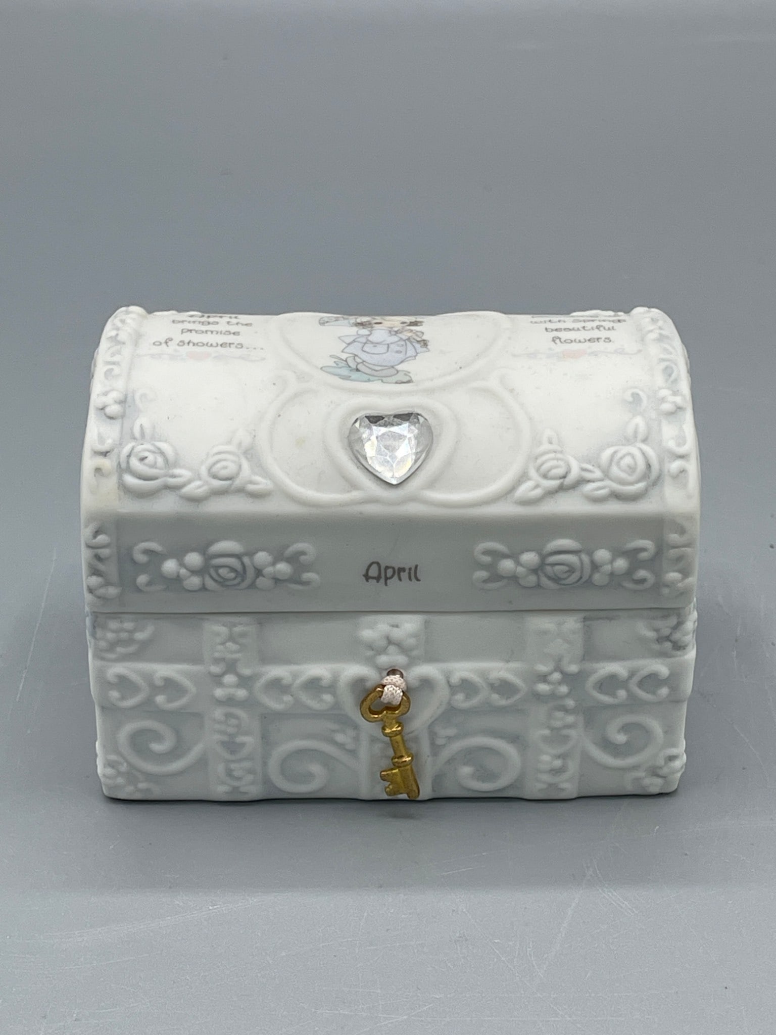 Enesco Precious Moments April Birthstone Trinket Box, 1995 (1 of 7)