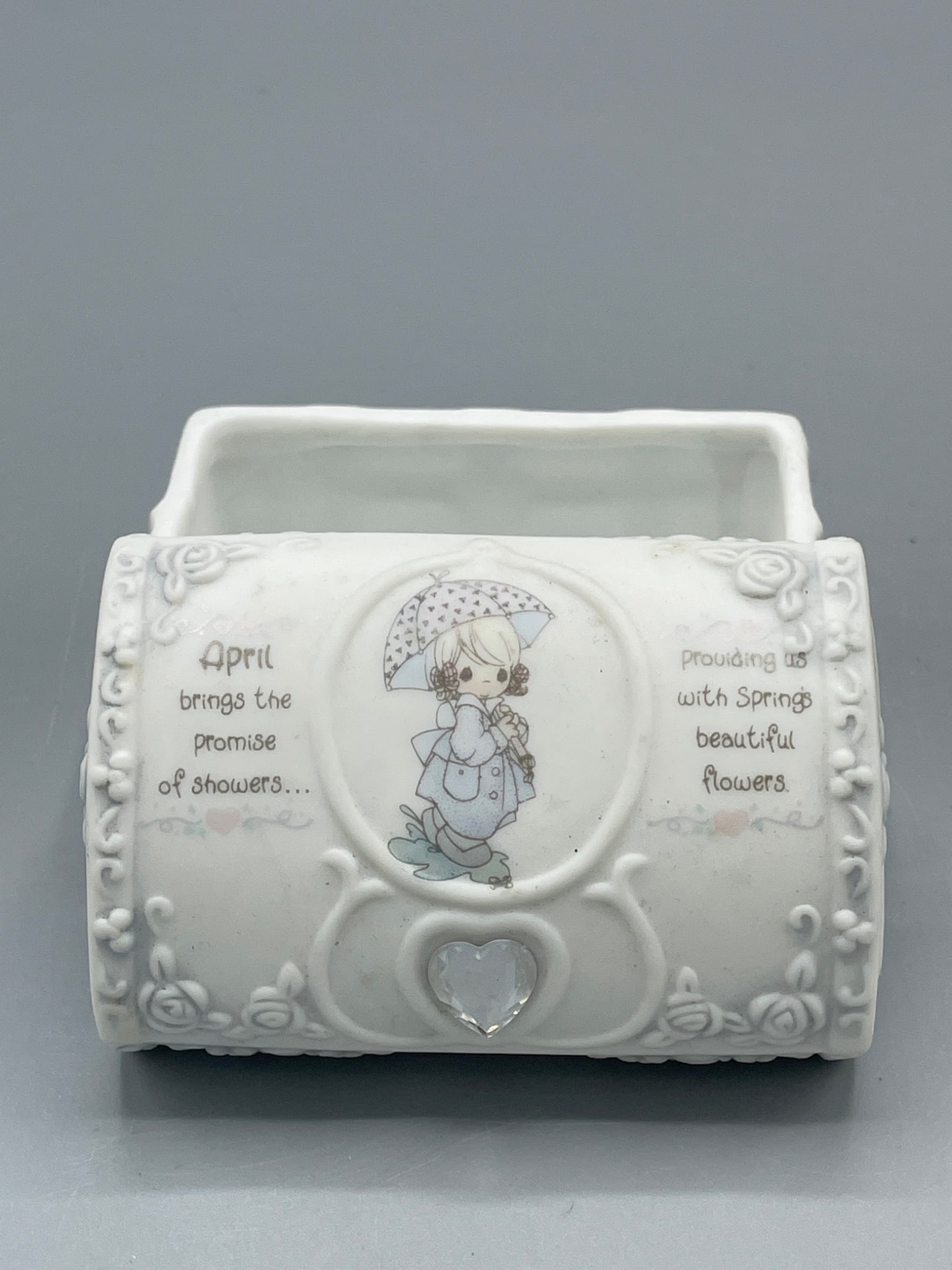 Enesco Precious Moments April Birthstone Trinket Box, 1995 - 2