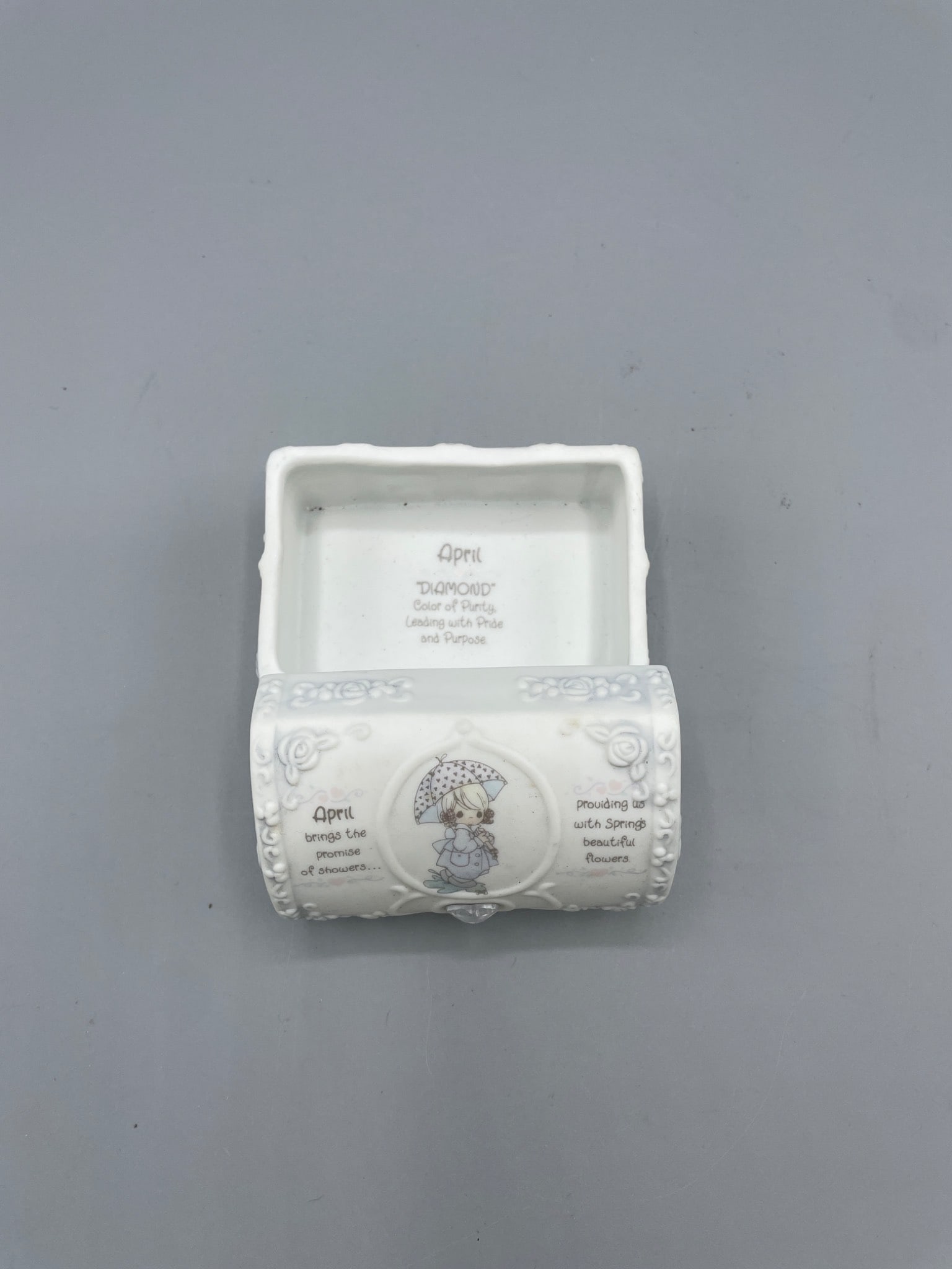 Enesco Precious Moments April Birthstone Trinket Box, 1995 - 3