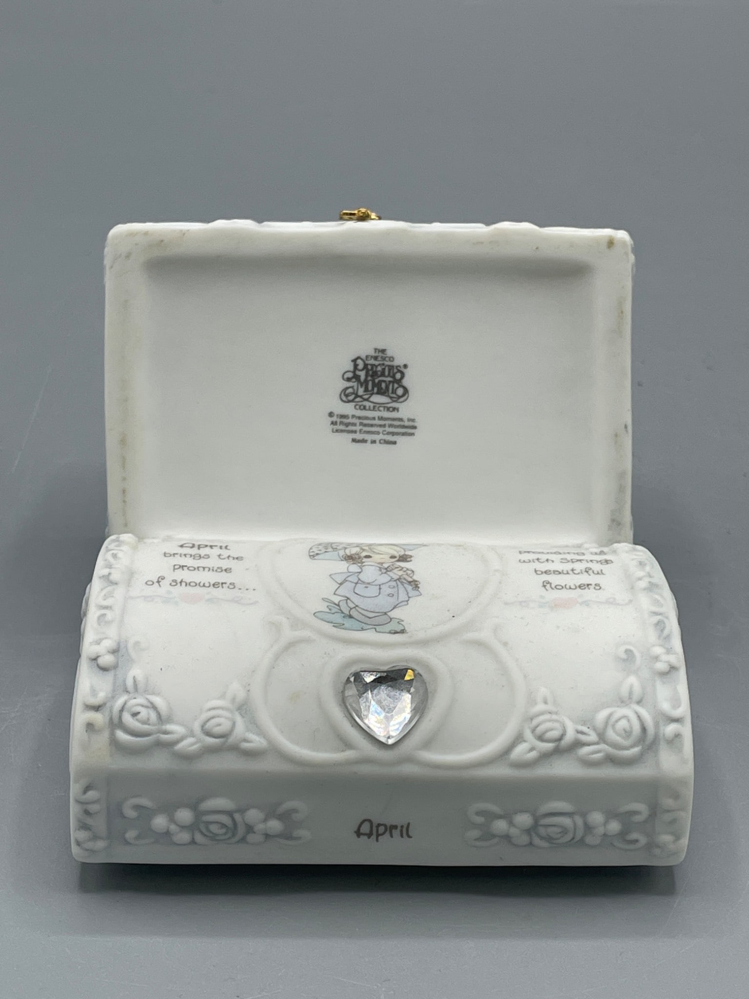 Enesco Precious Moments April Birthstone Trinket Box, 1995 - 5