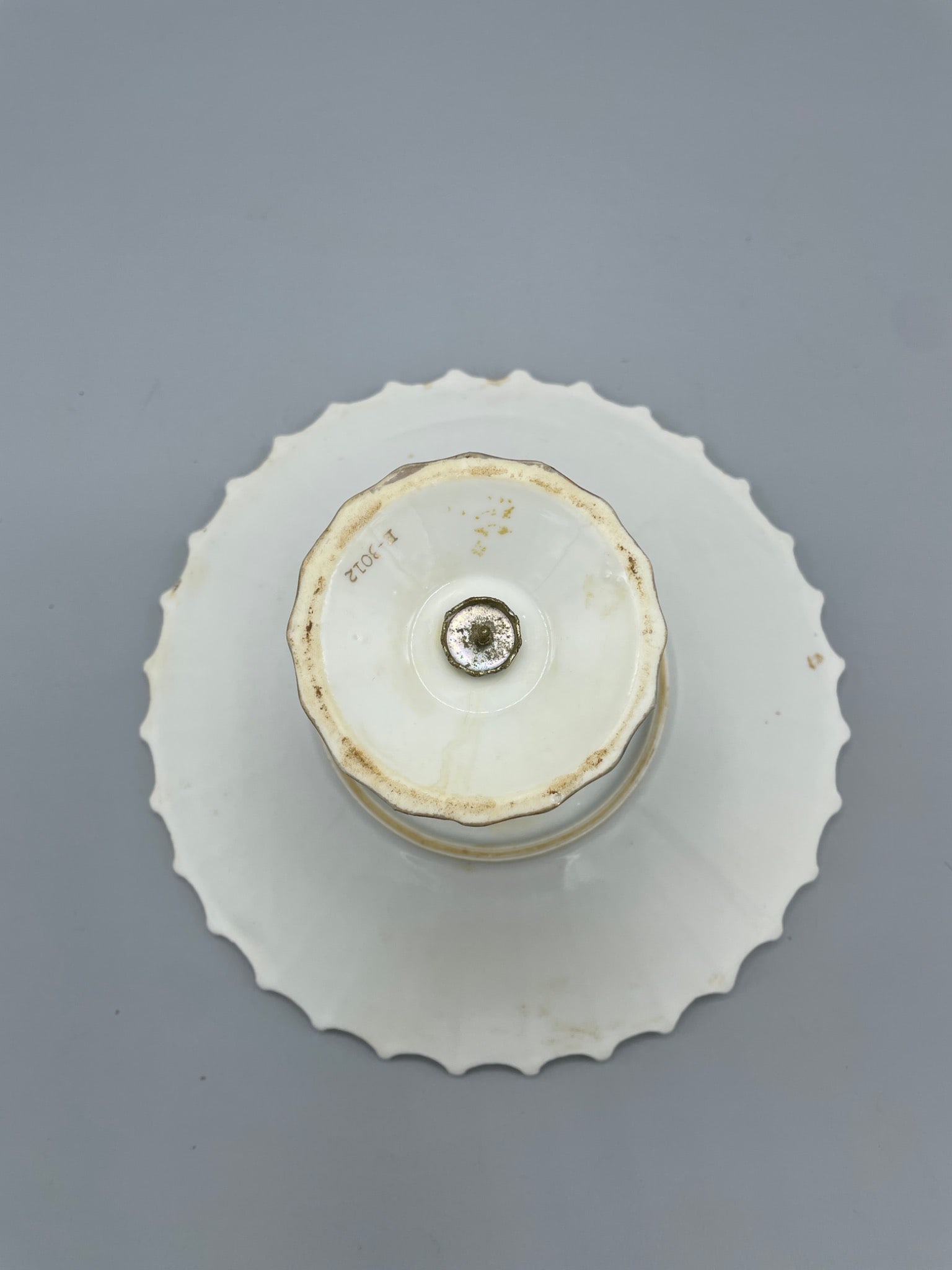 Porcelain Pedestal Cake Stand with Floral Design and Gold Trim, Model E-3012 - 3
