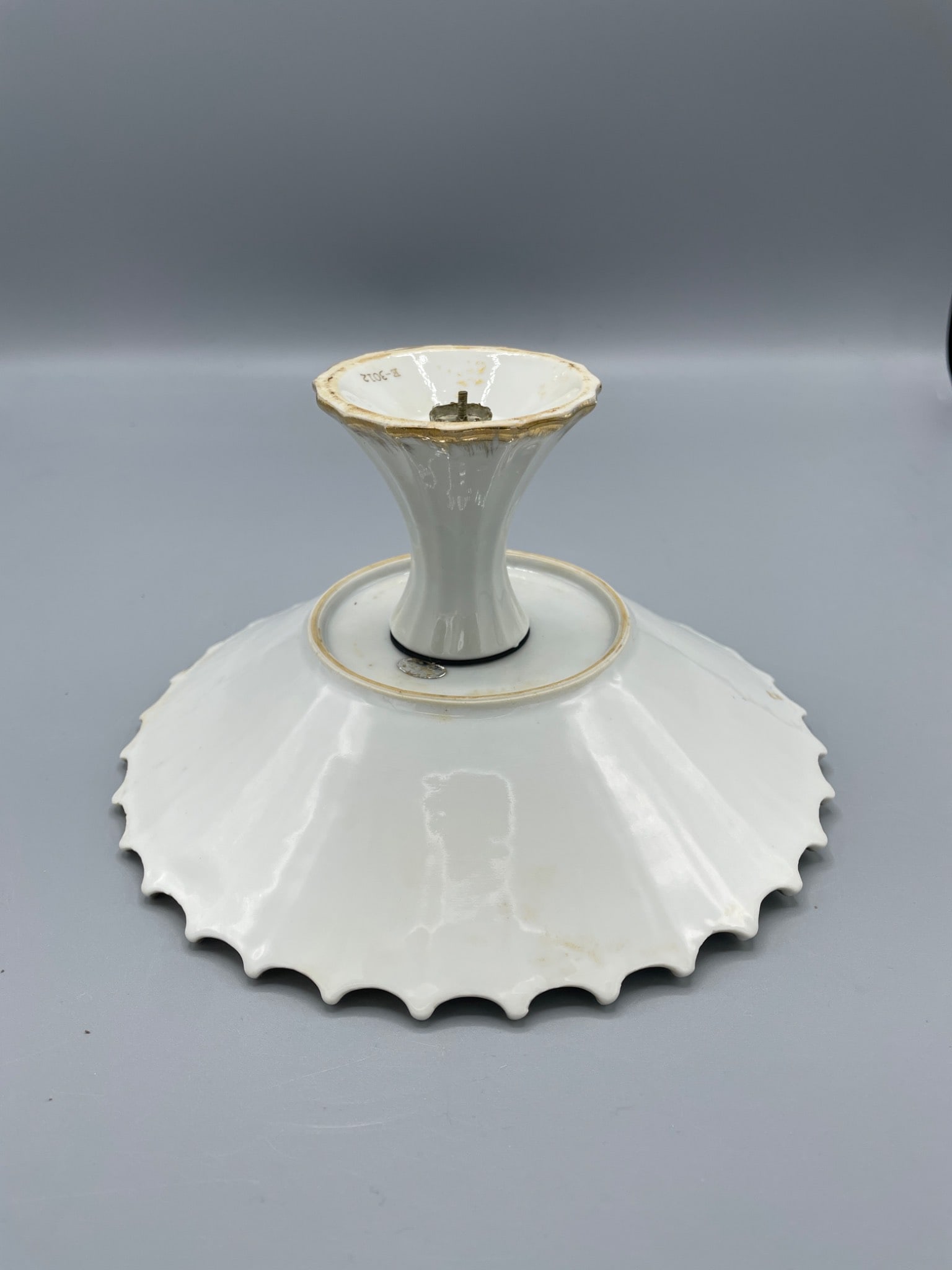 Porcelain Pedestal Cake Stand with Floral Design and Gold Trim, Model E-3012 - 4