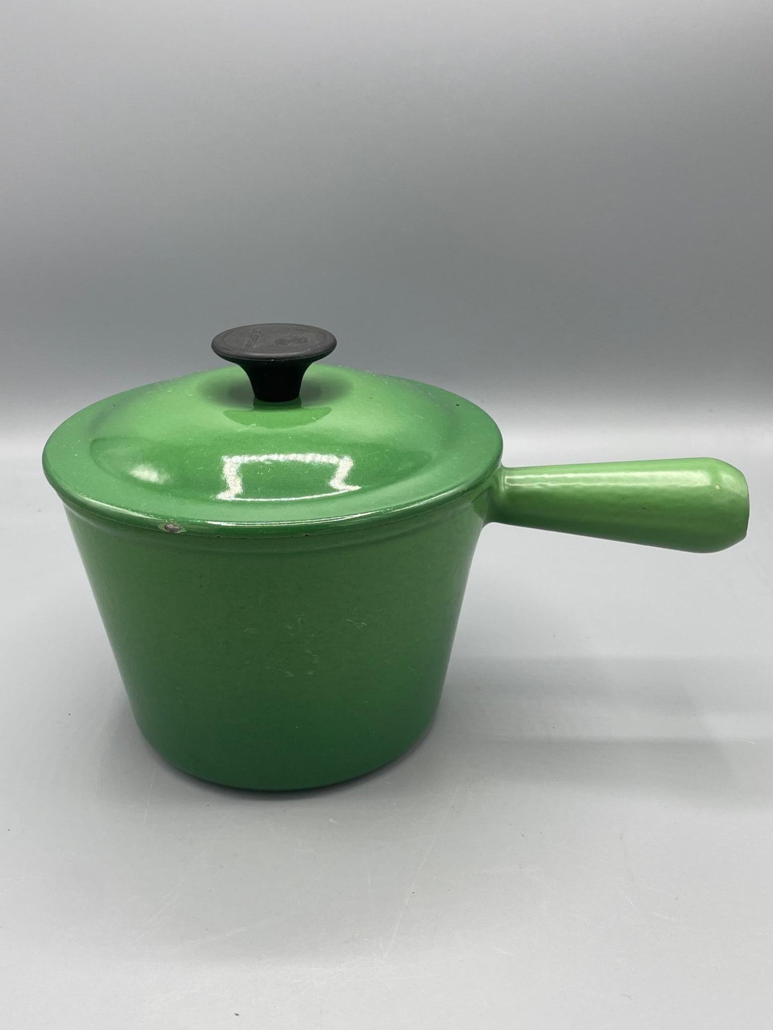 Le Creuset Green Enamel Cast Iron Saucepan with Lid and Wooden Knob - 2