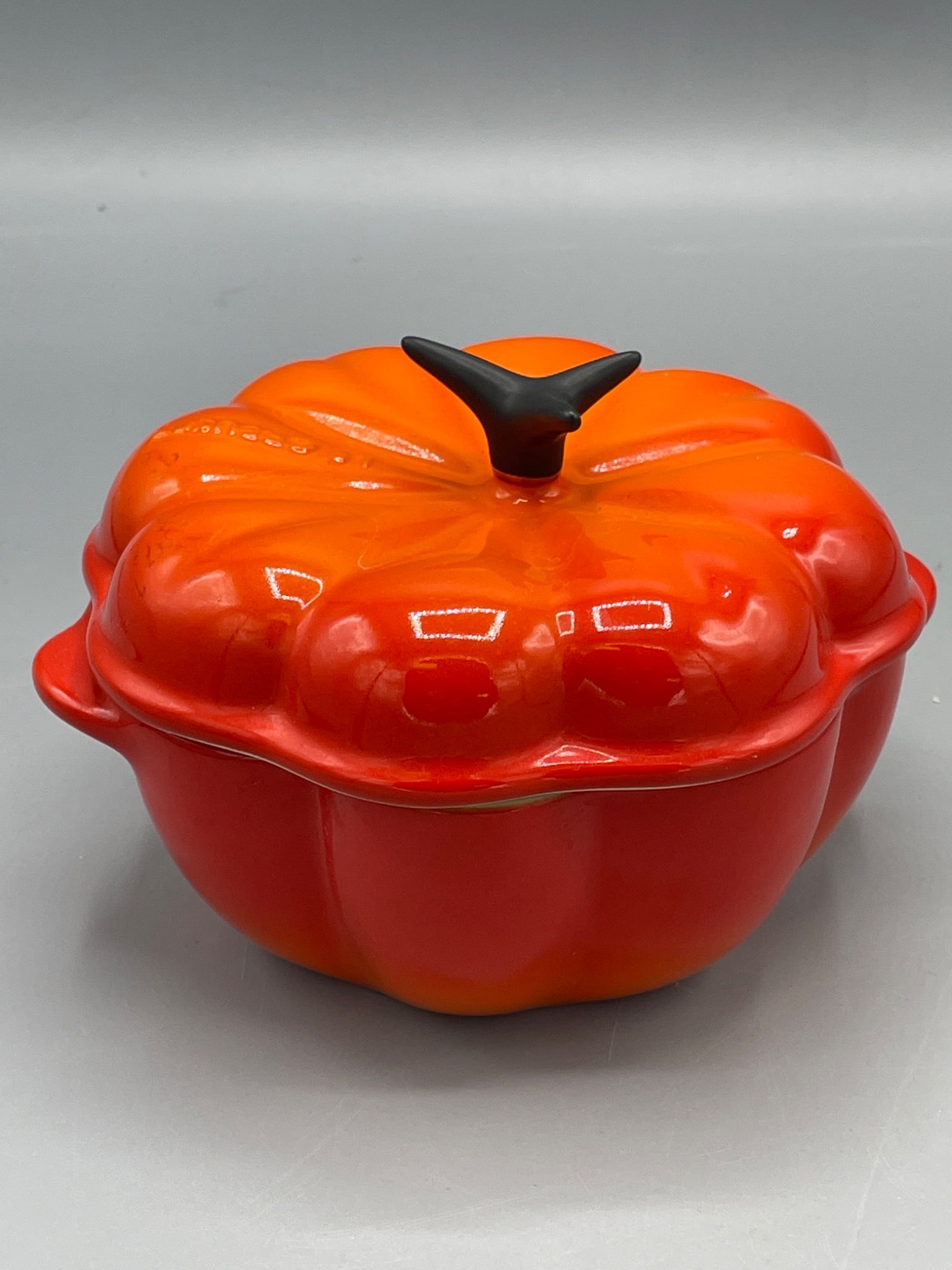 Le Creuset Pumpkin-Shaped Cast Iron Casserole Dish, Marked 0105 - 2