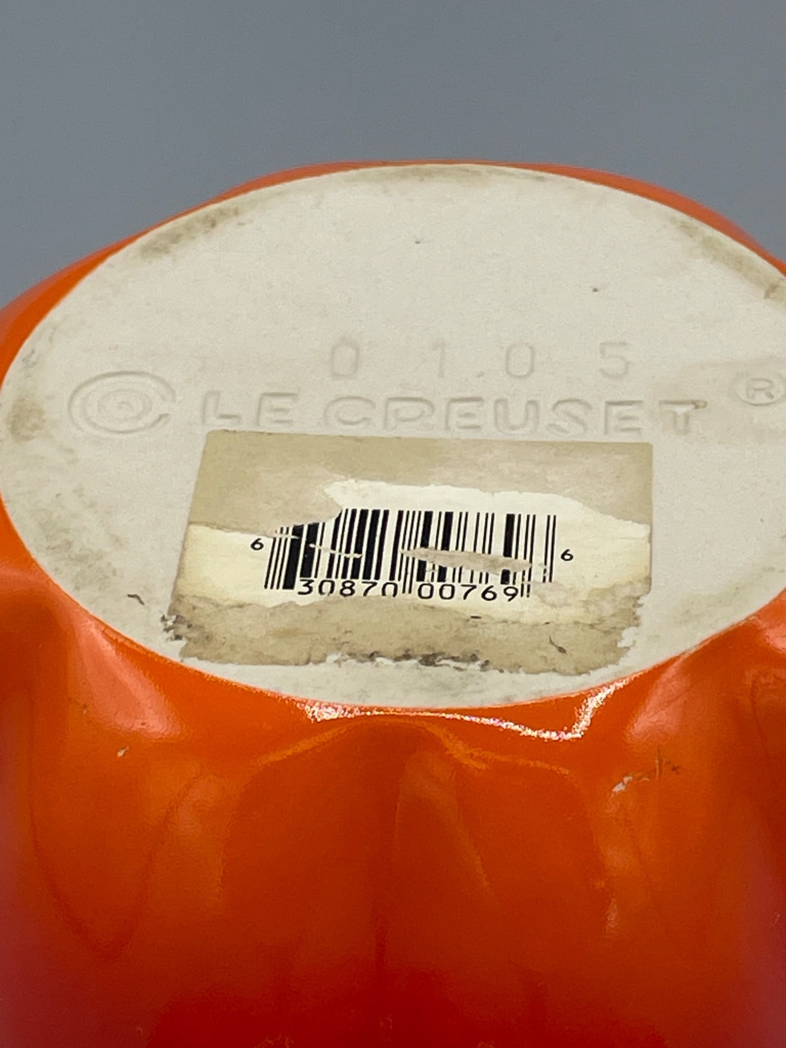 Le Creuset Pumpkin-Shaped Cast Iron Casserole Dish, Marked 0105 - 4
