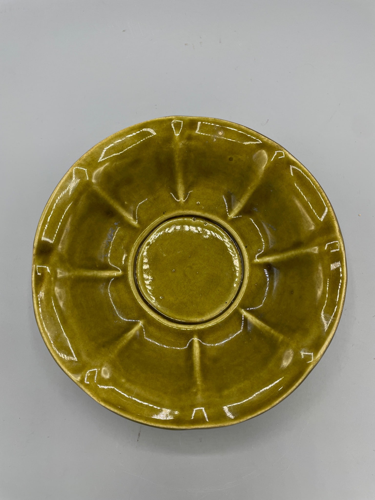 McCoy USA Pottery Yellow Dish with Embossed Details - 2