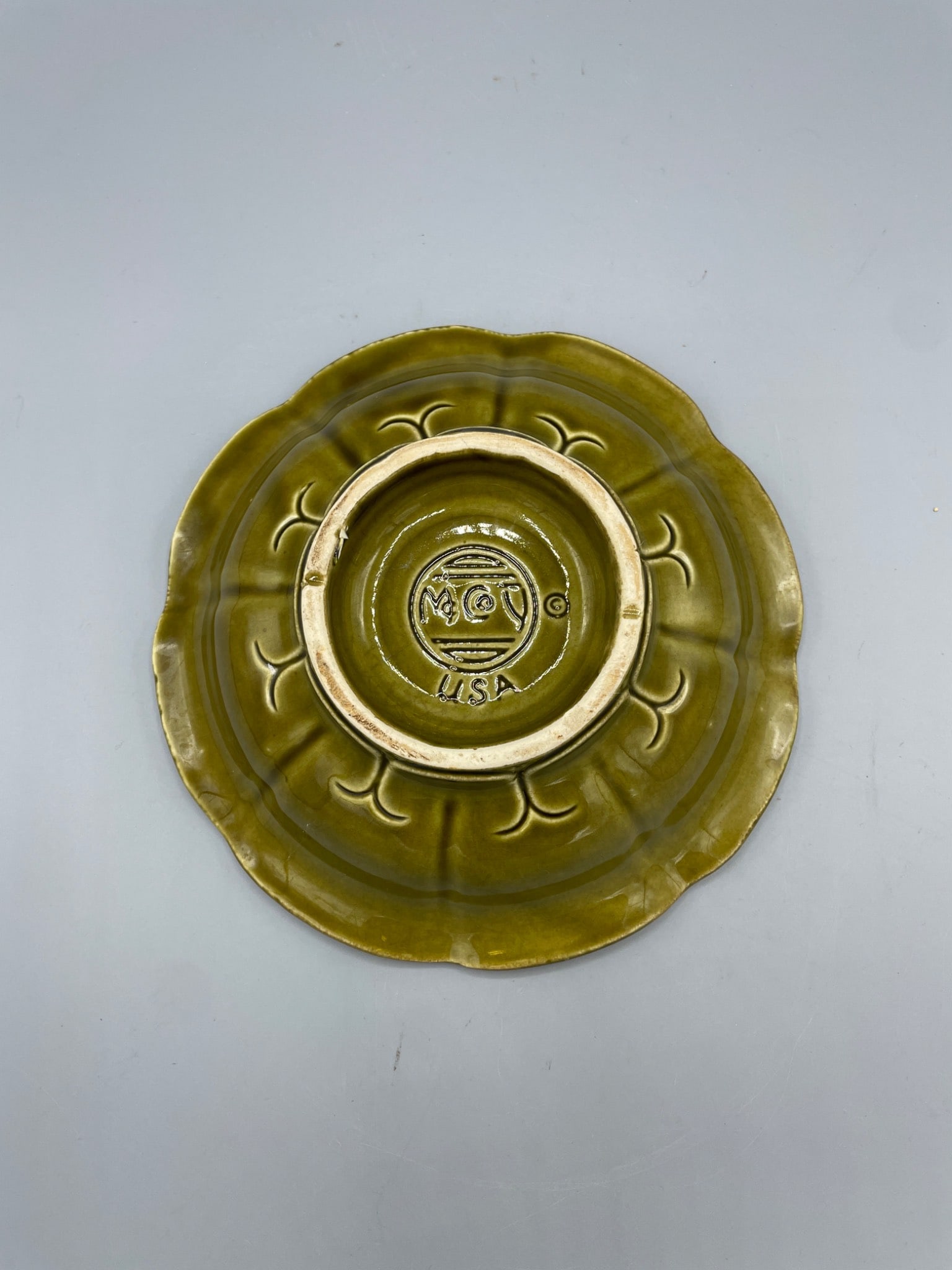 McCoy USA Pottery Yellow Dish with Embossed Details - 3