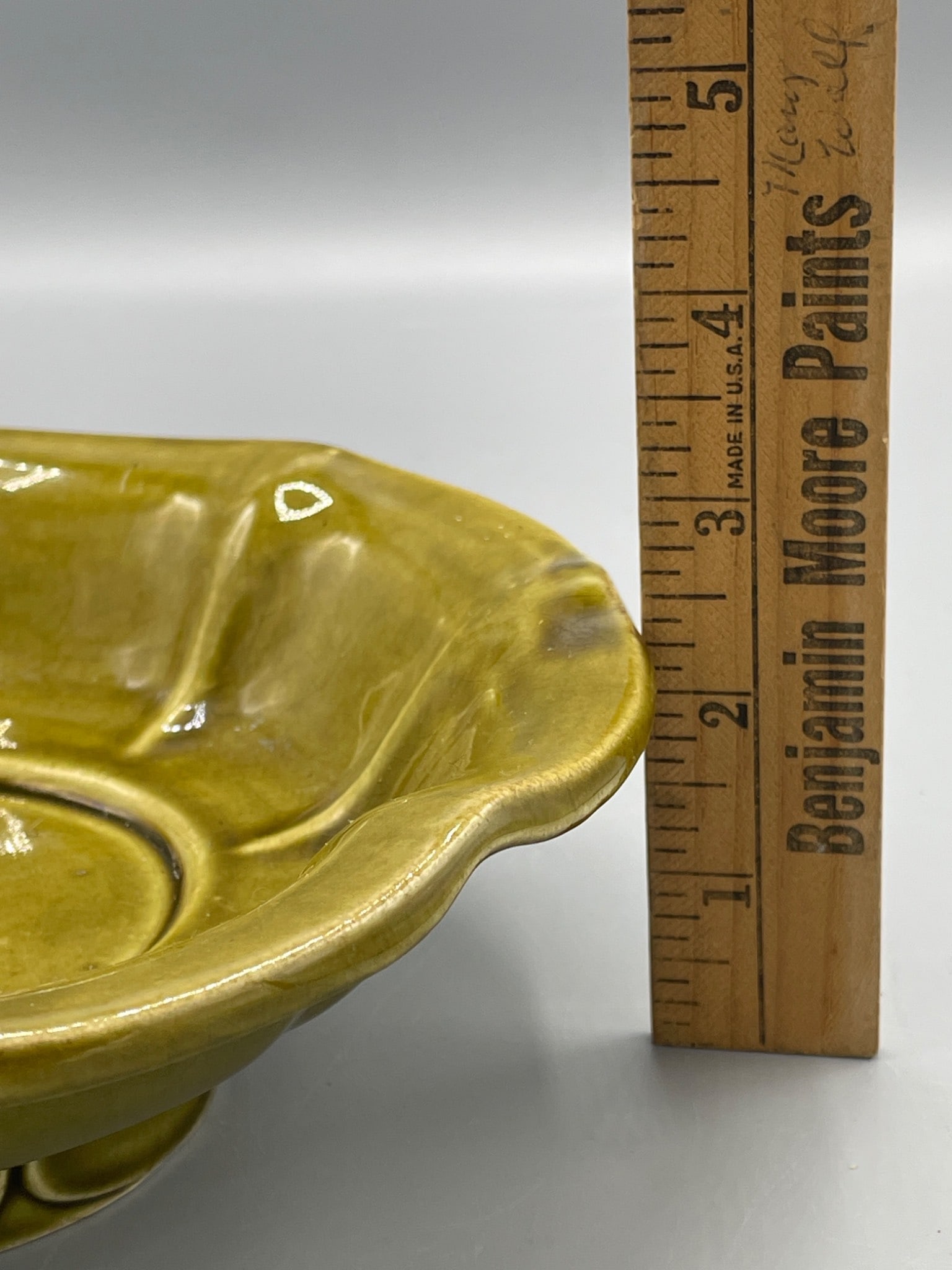 McCoy USA Pottery Yellow Dish with Embossed Details - 5
