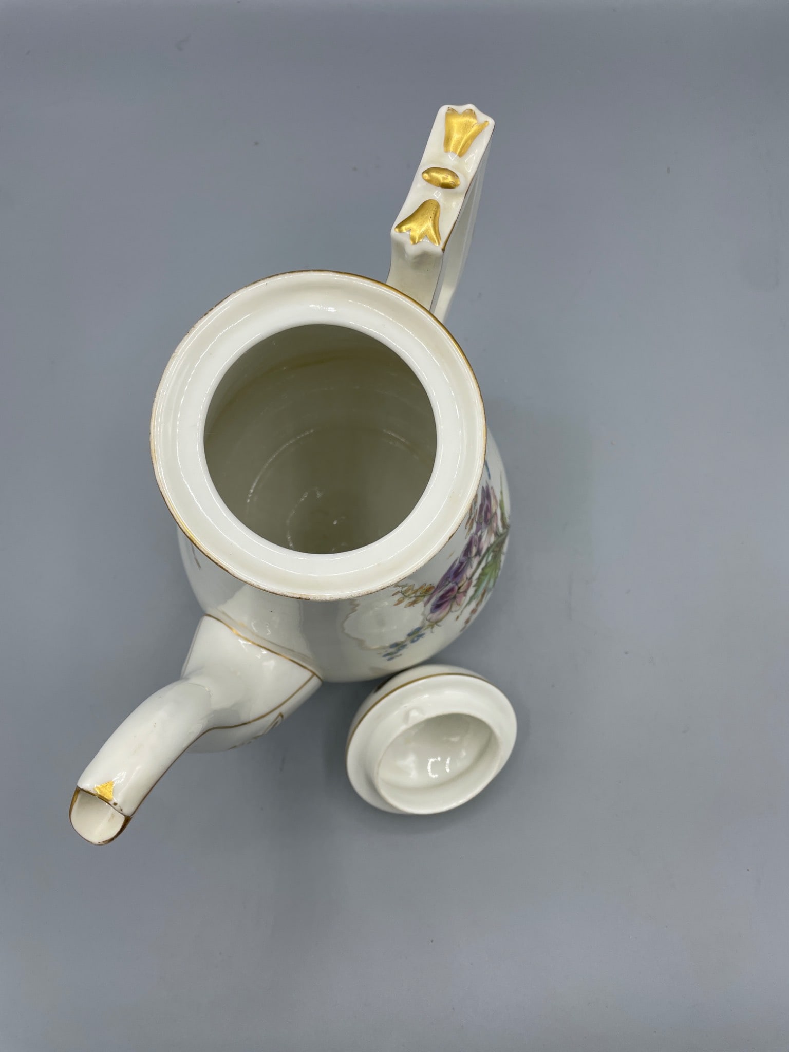 Porcelain Teapot with Floral and Butterfly Design, Approx. 9 Inches Tall - 3