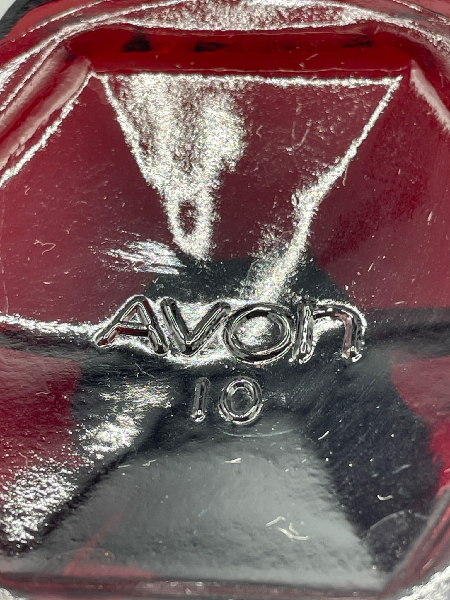 Two Avon Ruby Red Glass Goblets With Hexagonal Bases, Model No. 10 - 5