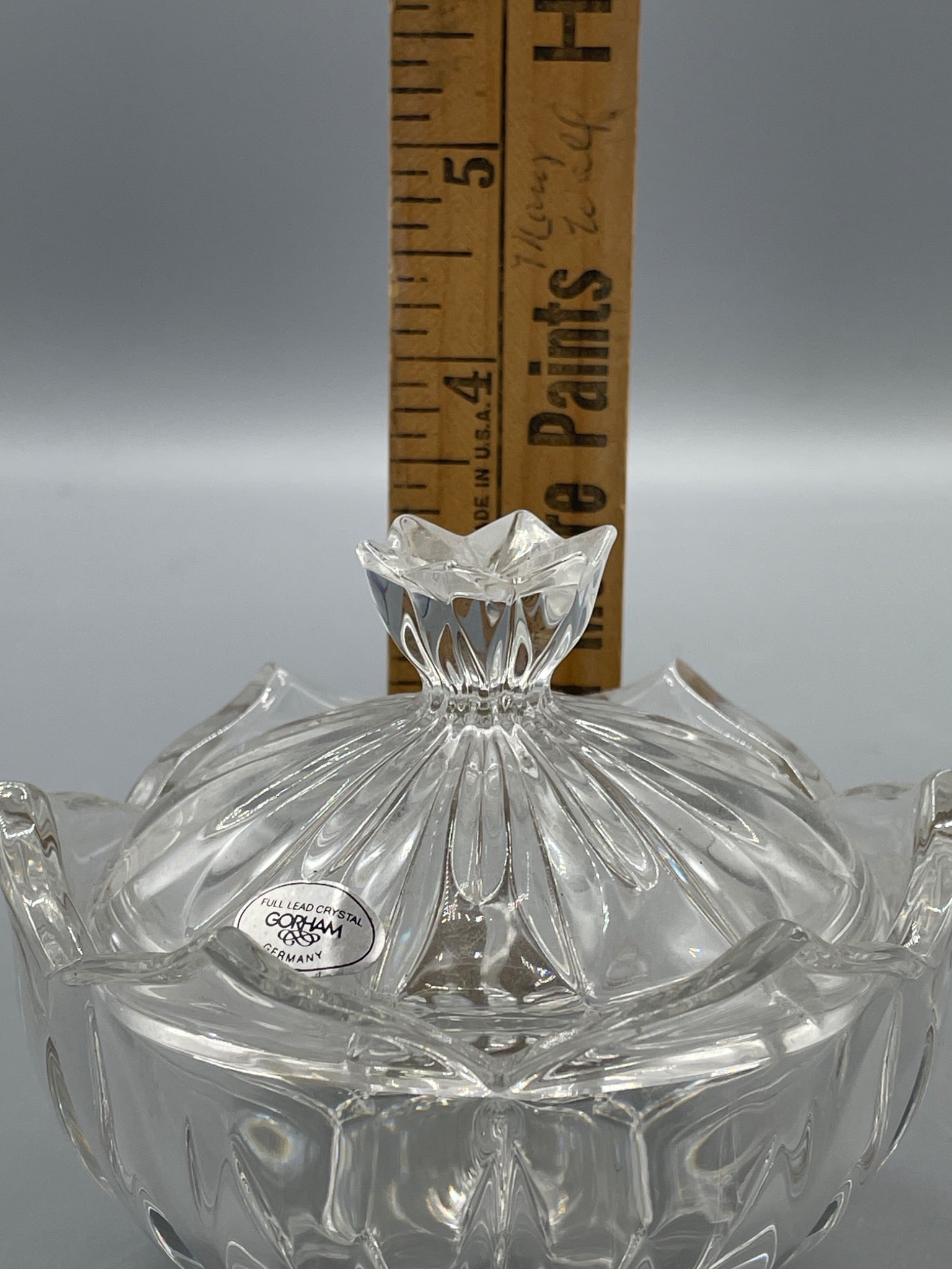 Gorham Full Lead Crystal Lidded Bowl - Germany - 6