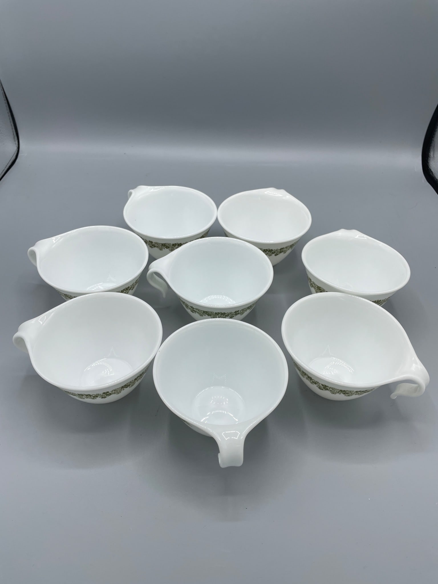 8 Corelle Corning Coffee Cups with Green Floral Pattern (1 of 4)