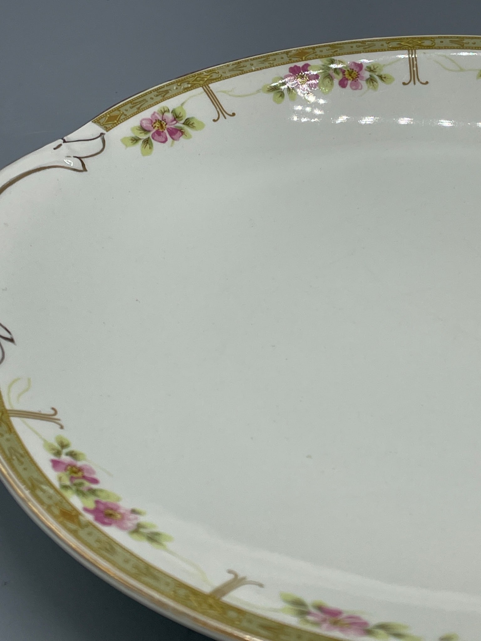 Johnson Bros. England Floral Serving Plate With Gold Trim - 3