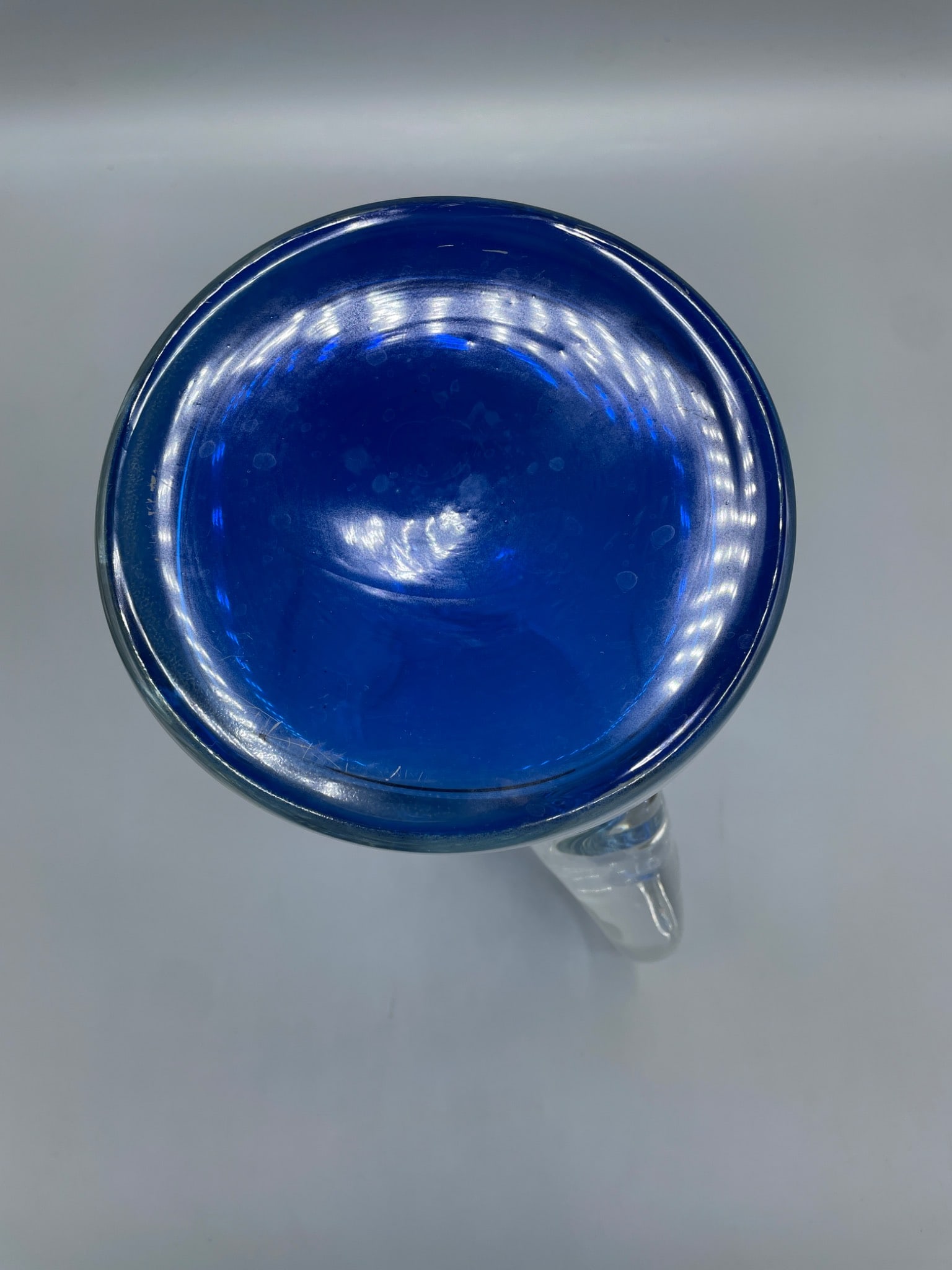 Clear Glass Pitcher With Blue Base And Handle - 4