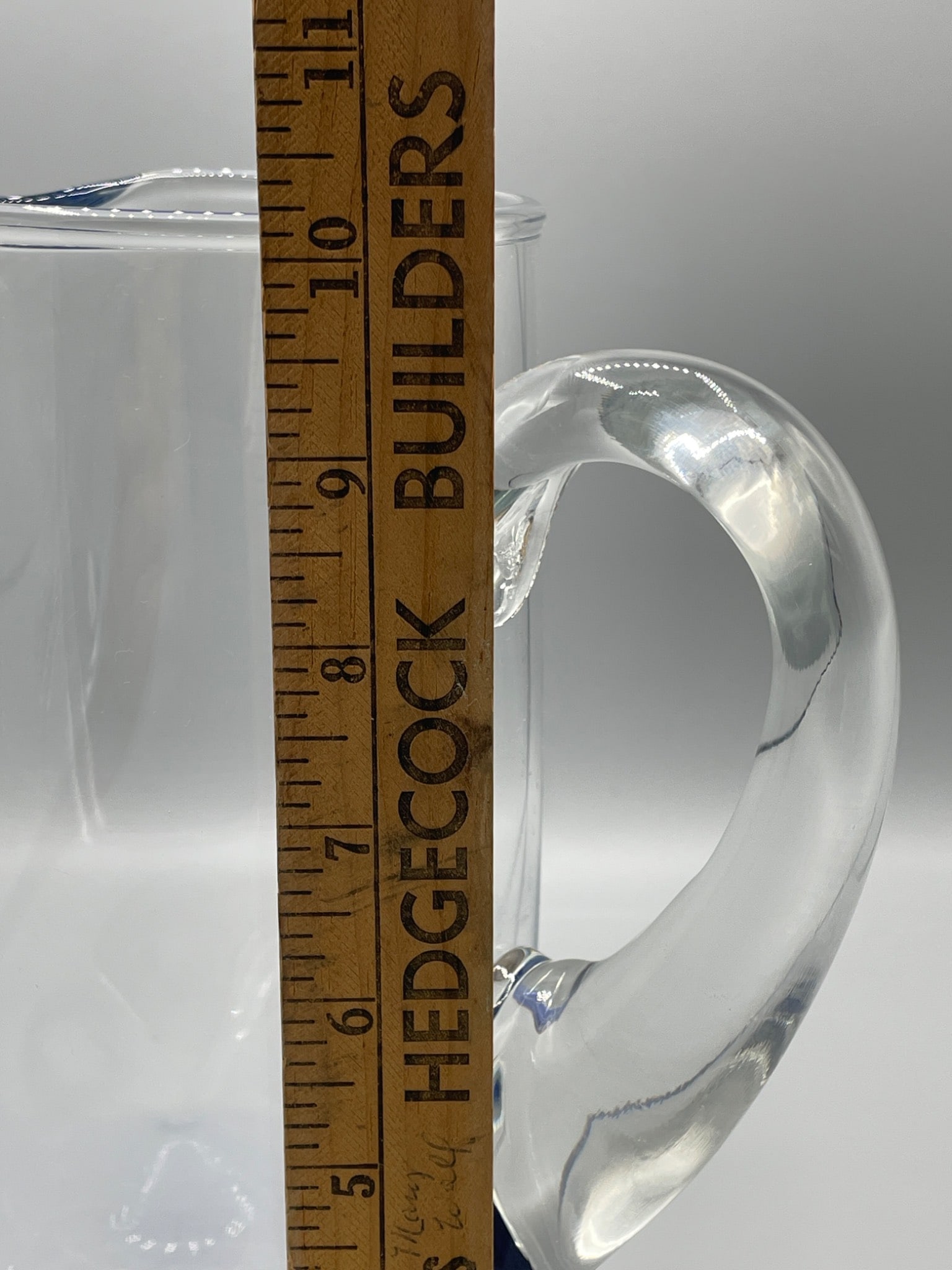Clear Glass Pitcher With Blue Base And Handle - 5